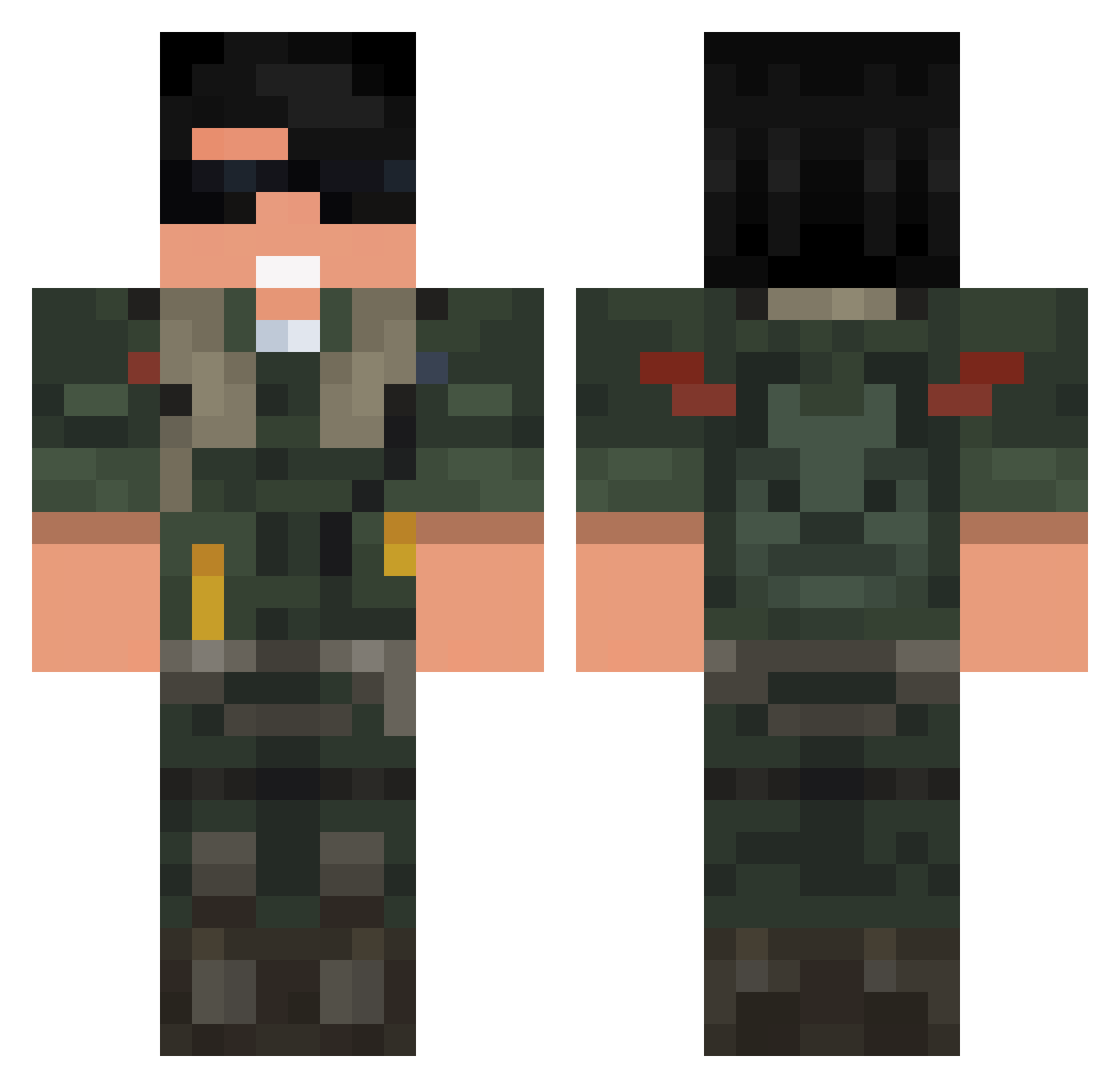Plunden Minecraft skin, front and back view