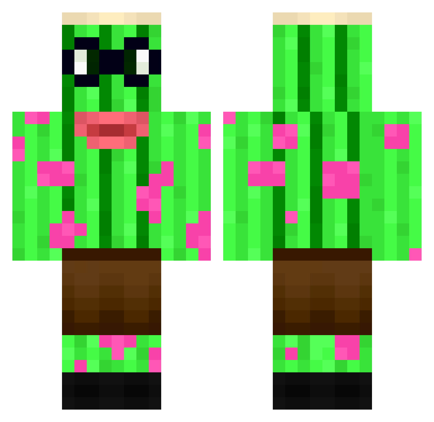 KevinTheCucmber Minecraft skin, front and back view