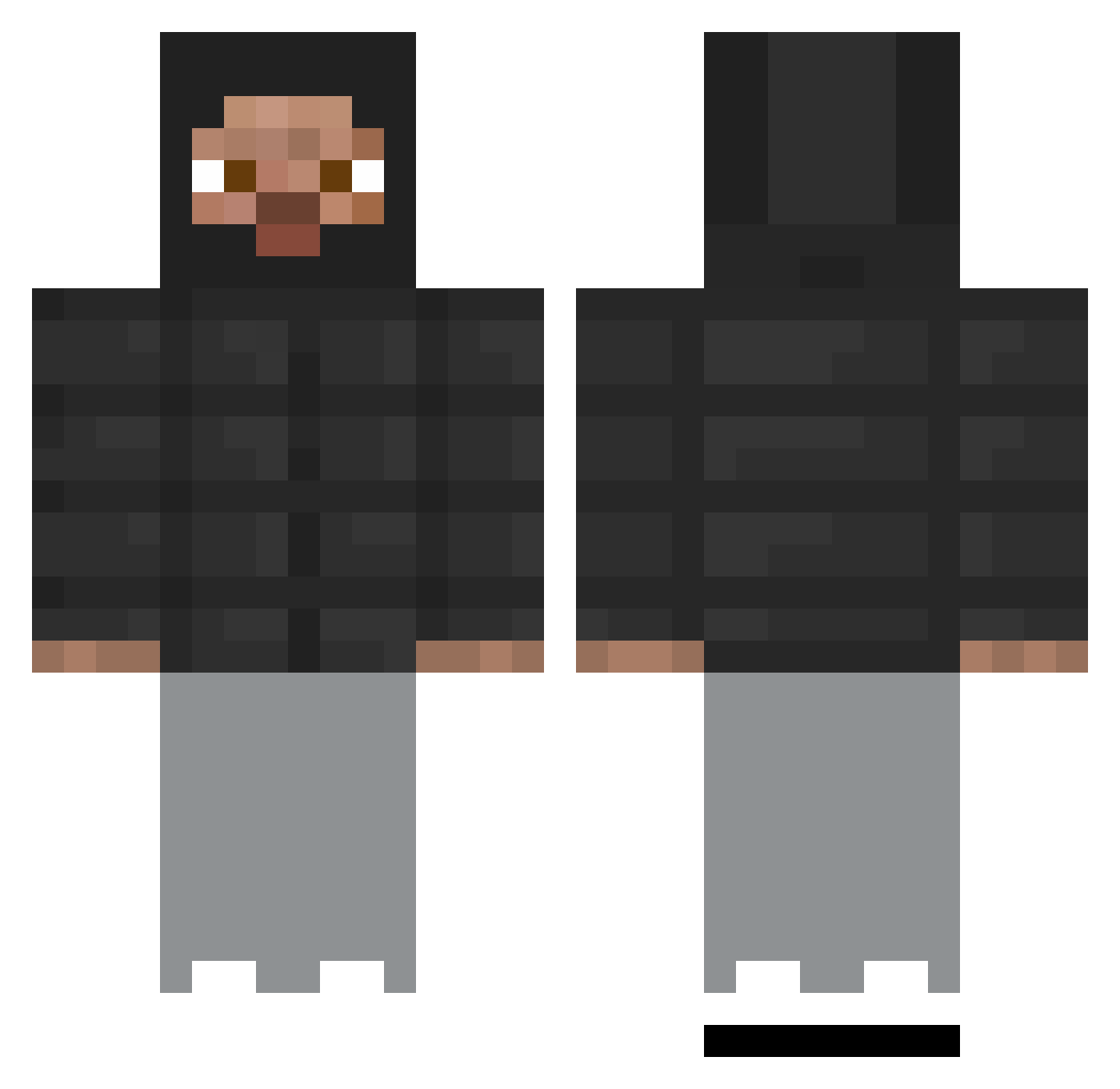 Reqxzyy Minecraft skin, front and back view