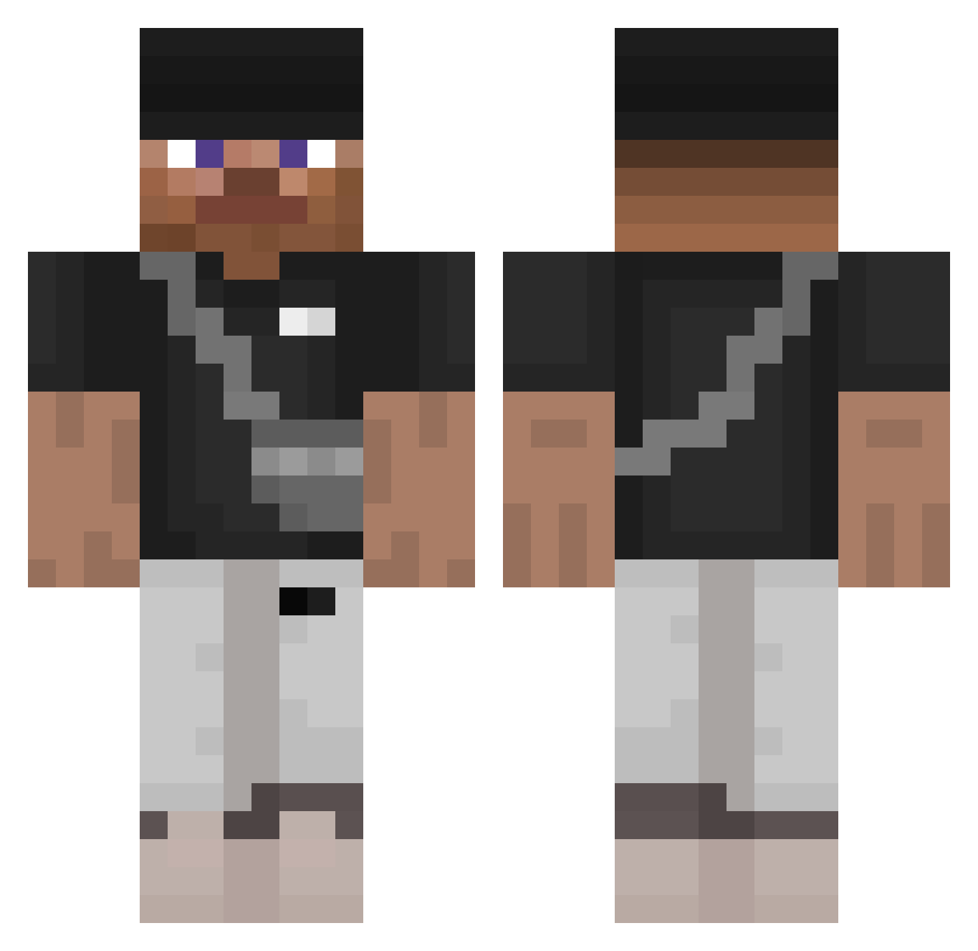 Milkaps Minecraft skin, front and back view