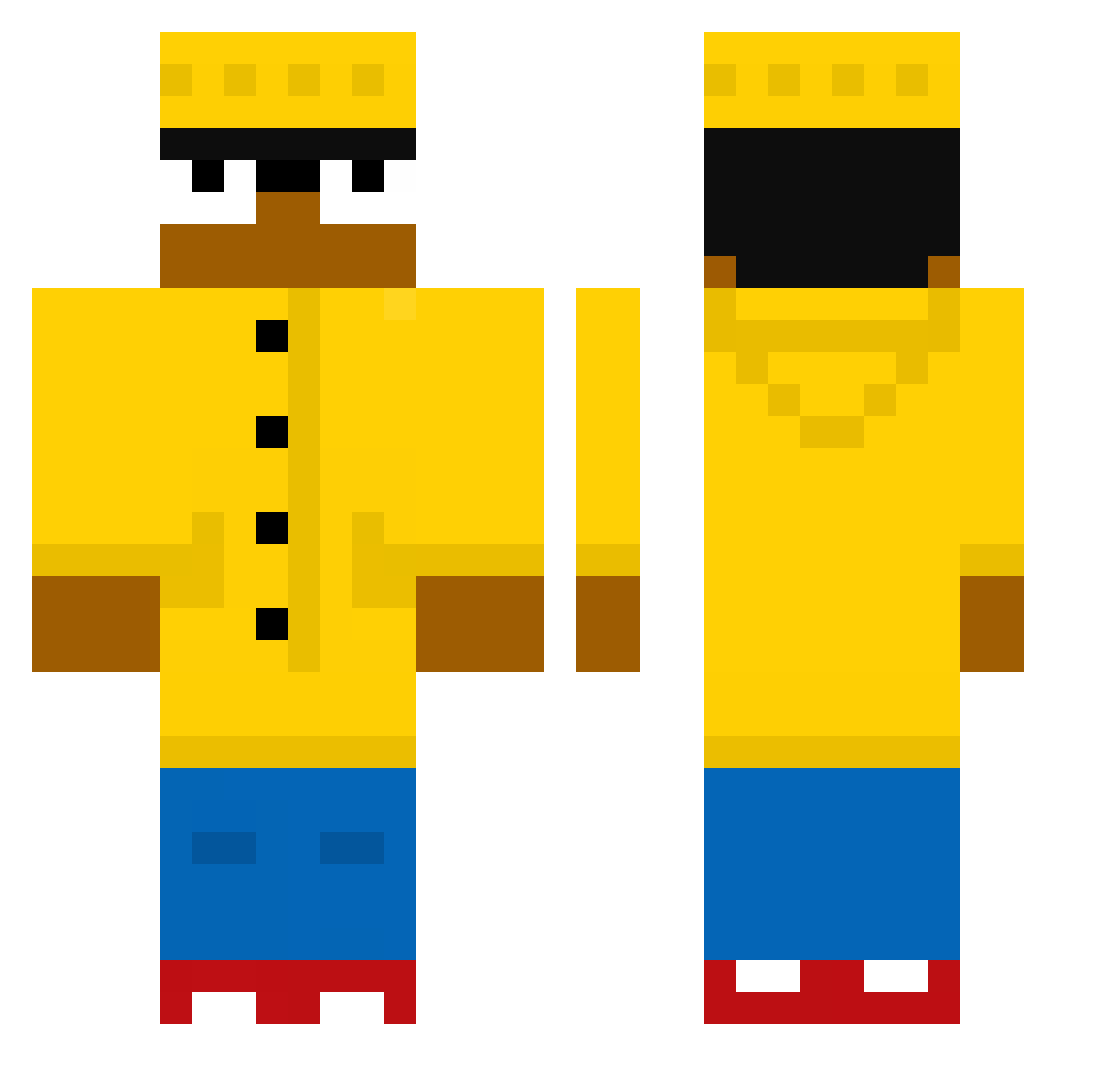 Holdmen Minecraft skin, front and back view