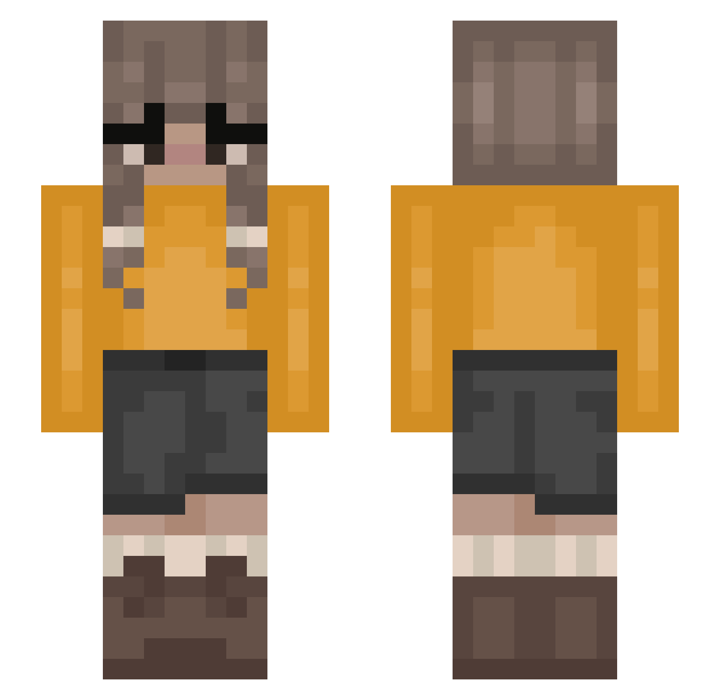 AbbySapje Minecraft skin, front and back view