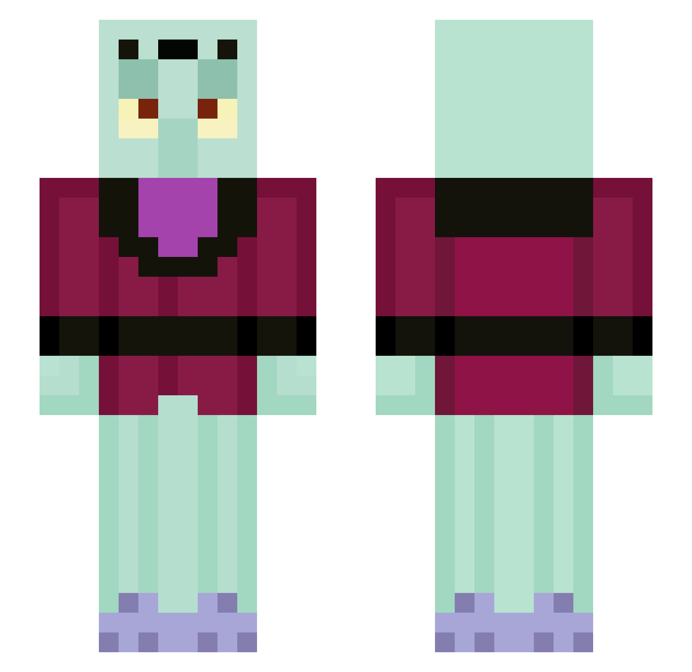 sc3v Minecraft skin, front and back view