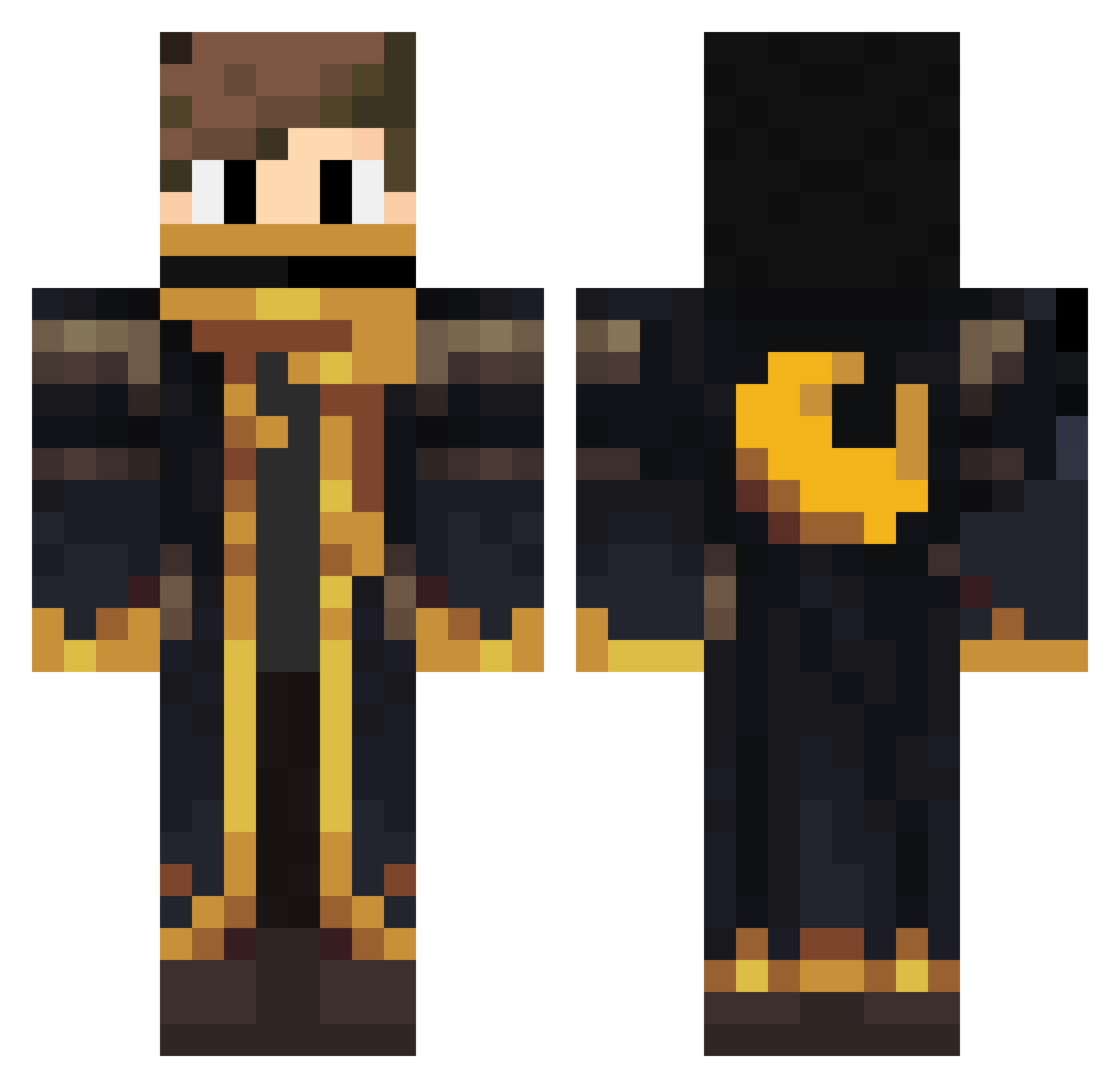 Evilests Minecraft skin, front and back view