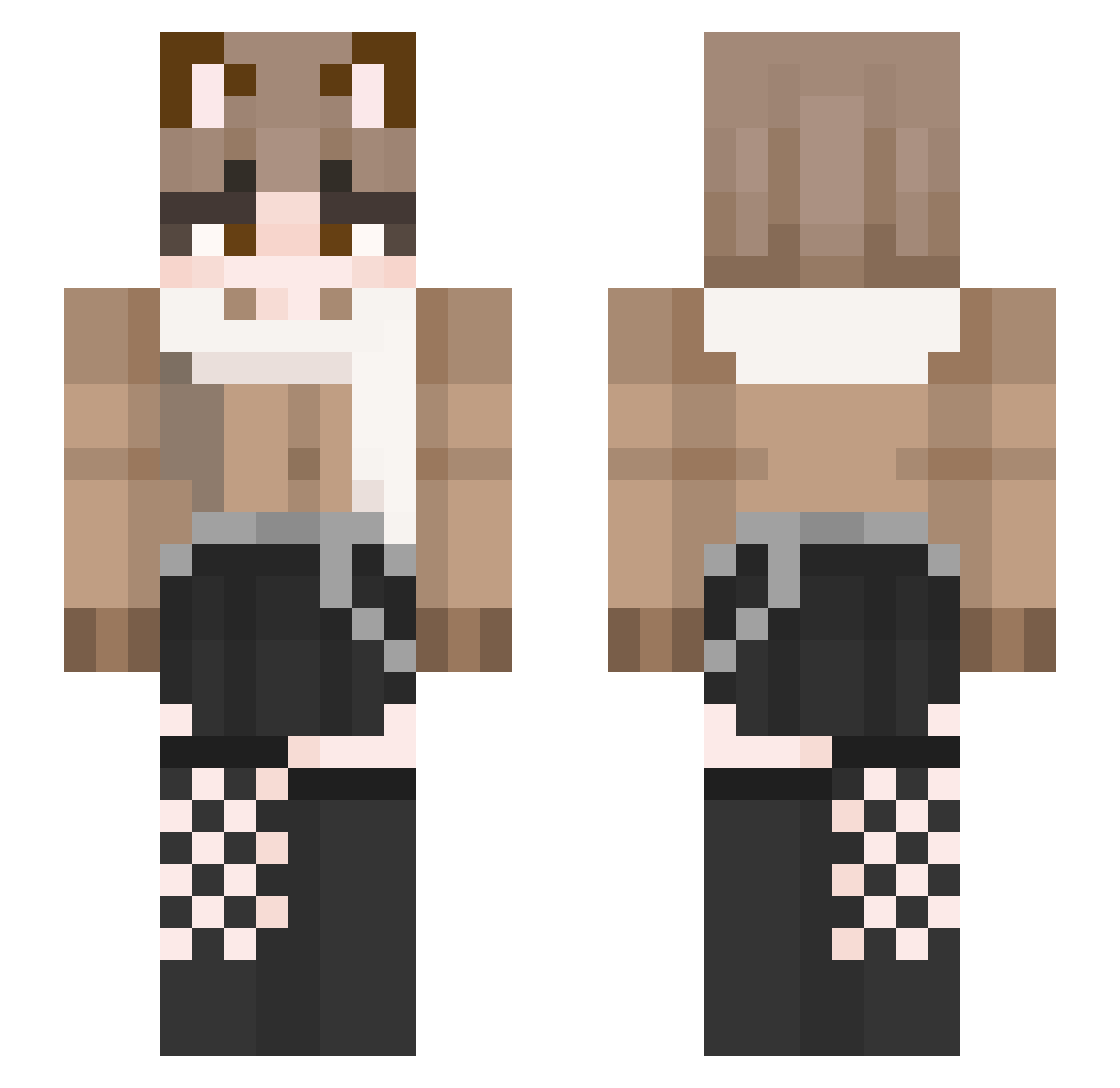 Nyelixx Minecraft skin, front and back view