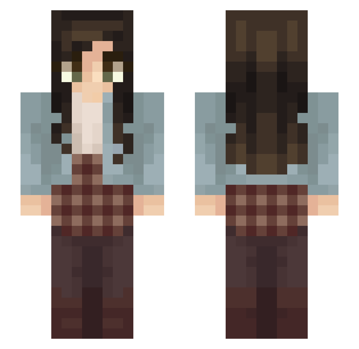 raspberrytart Minecraft skin, front and back view