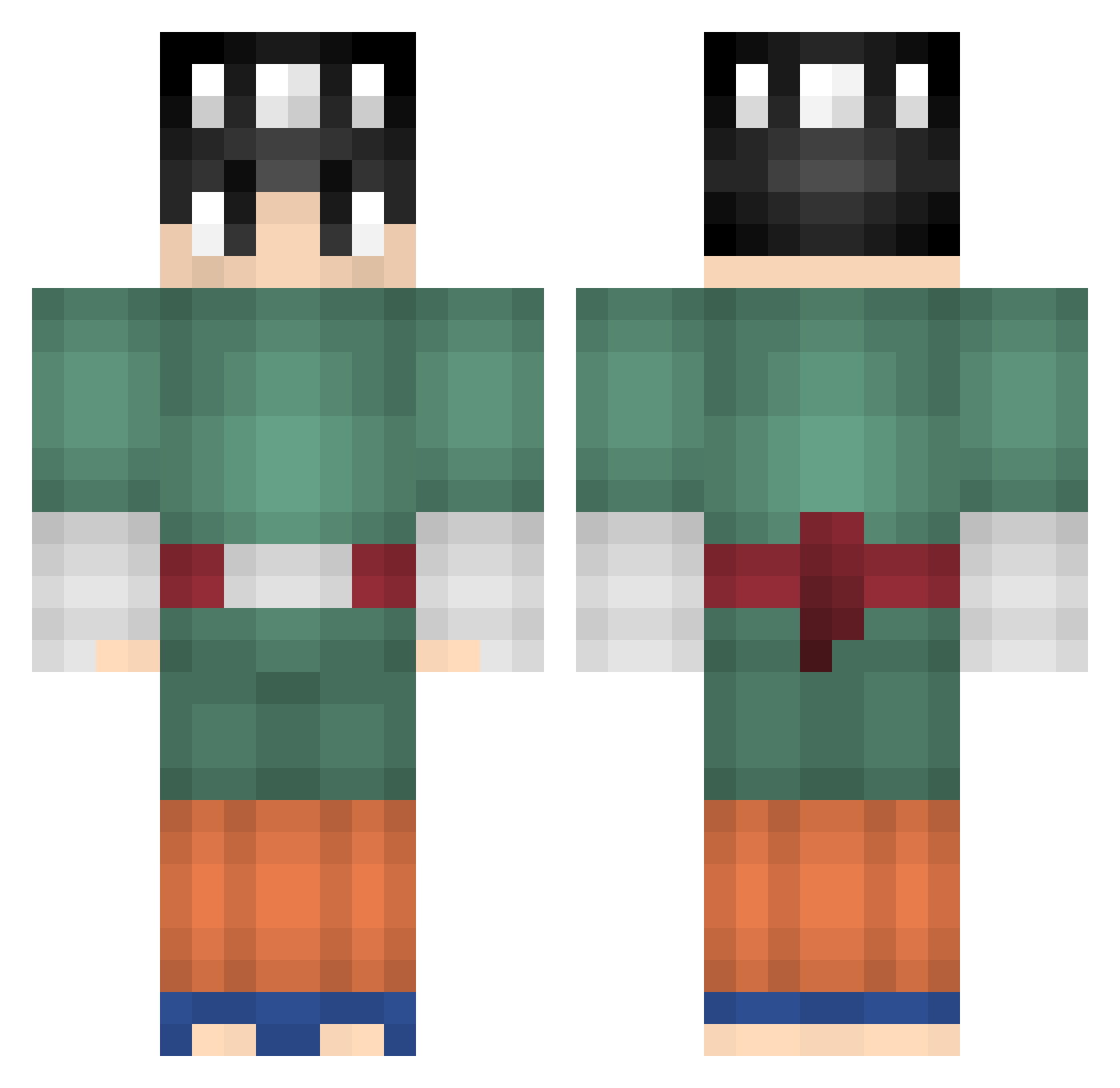 BrcMC Minecraft skin, front and back view