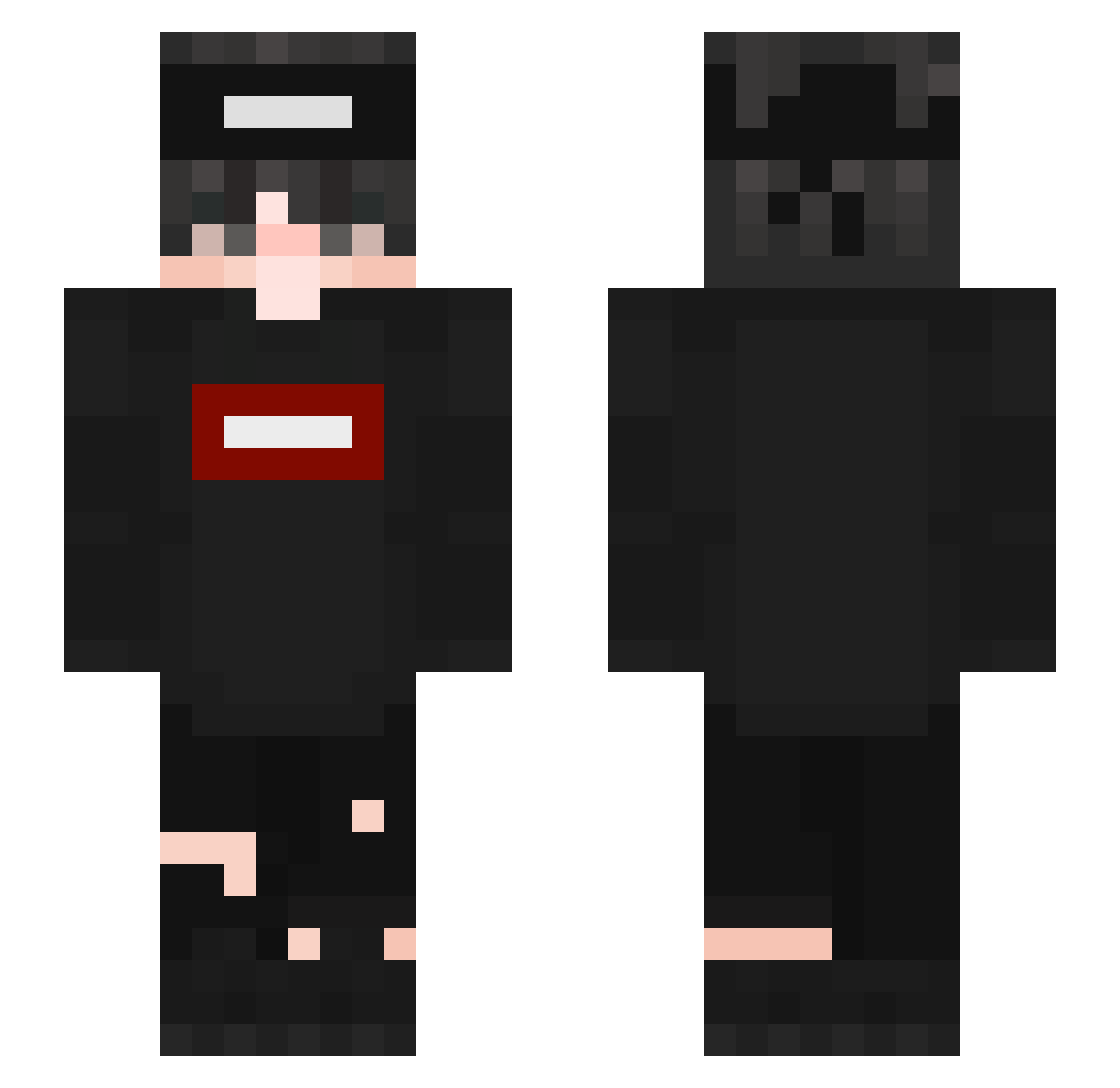 Myotics Minecraft skin, front and back view