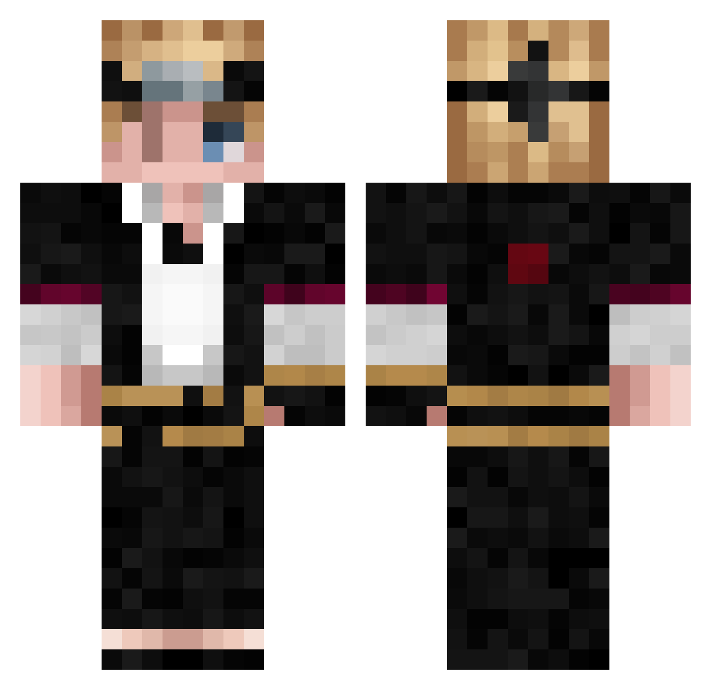 qVynx Minecraft skin, front and back view