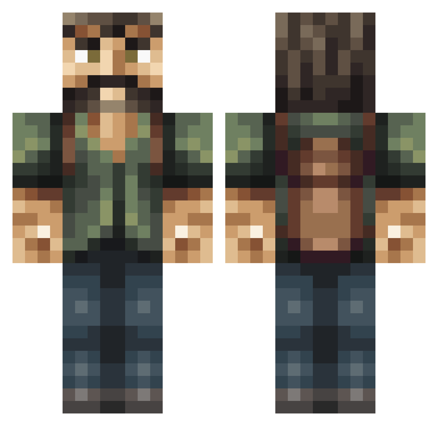 Caker Minecraft skin, front and back view