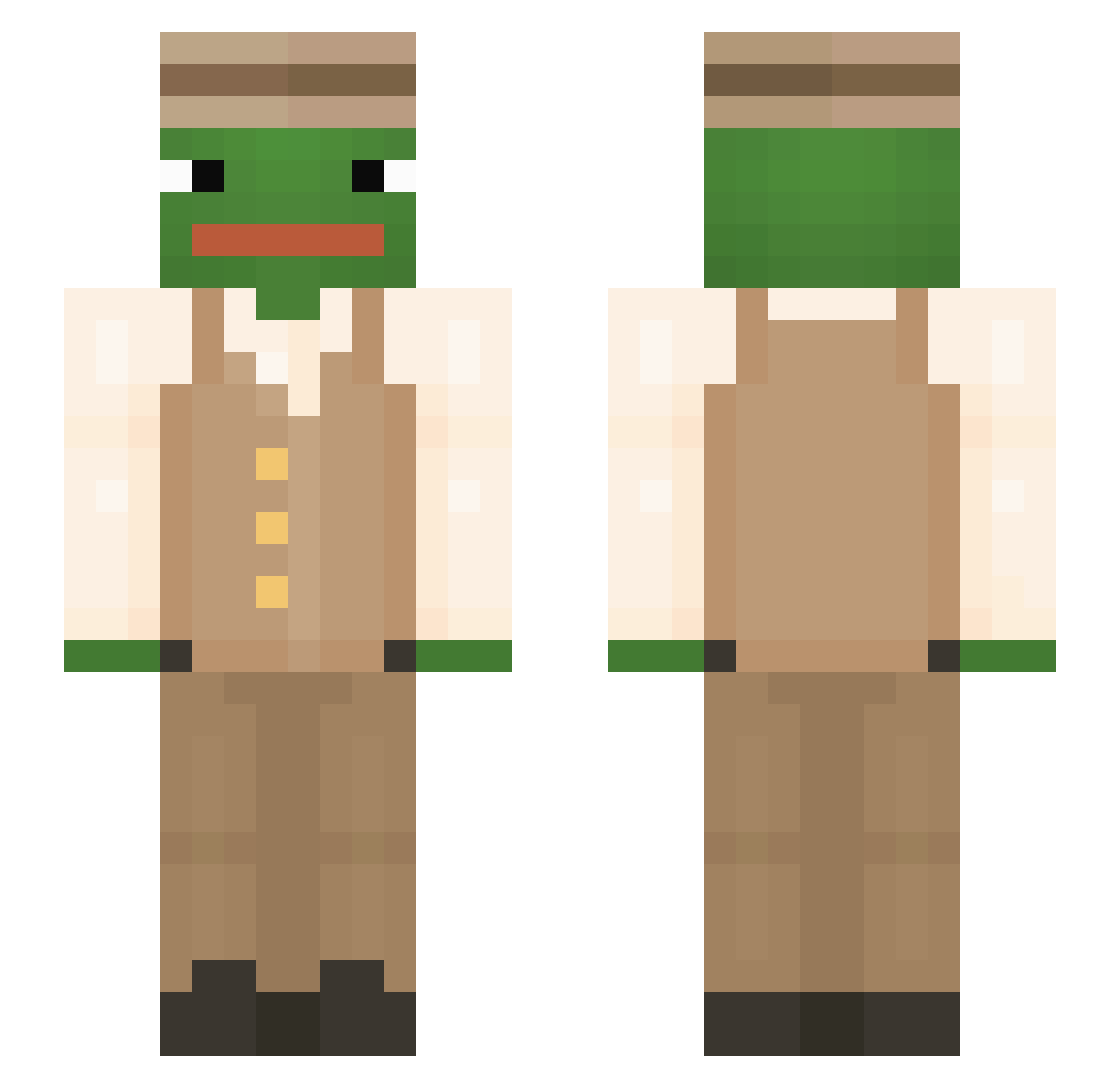 Vaguest Minecraft skin, front and back view