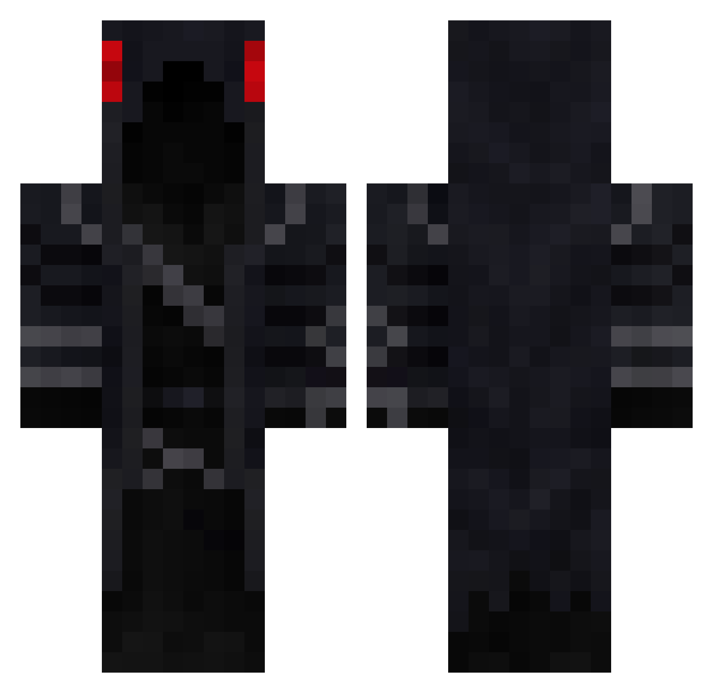 ShadowFlameX Minecraft skin, front and back view