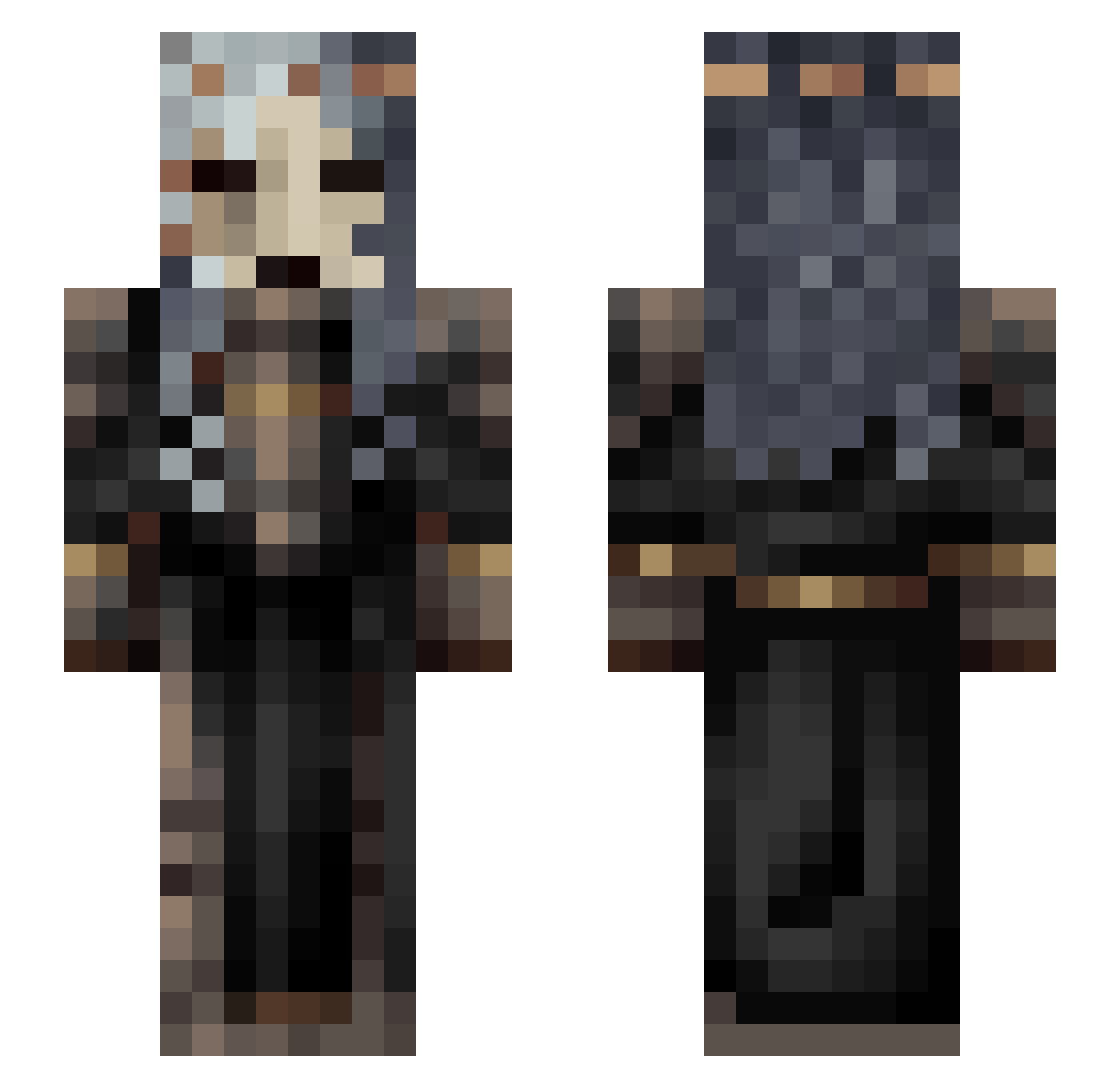 M3ster0fPuppets2 Minecraft skin, front and back view