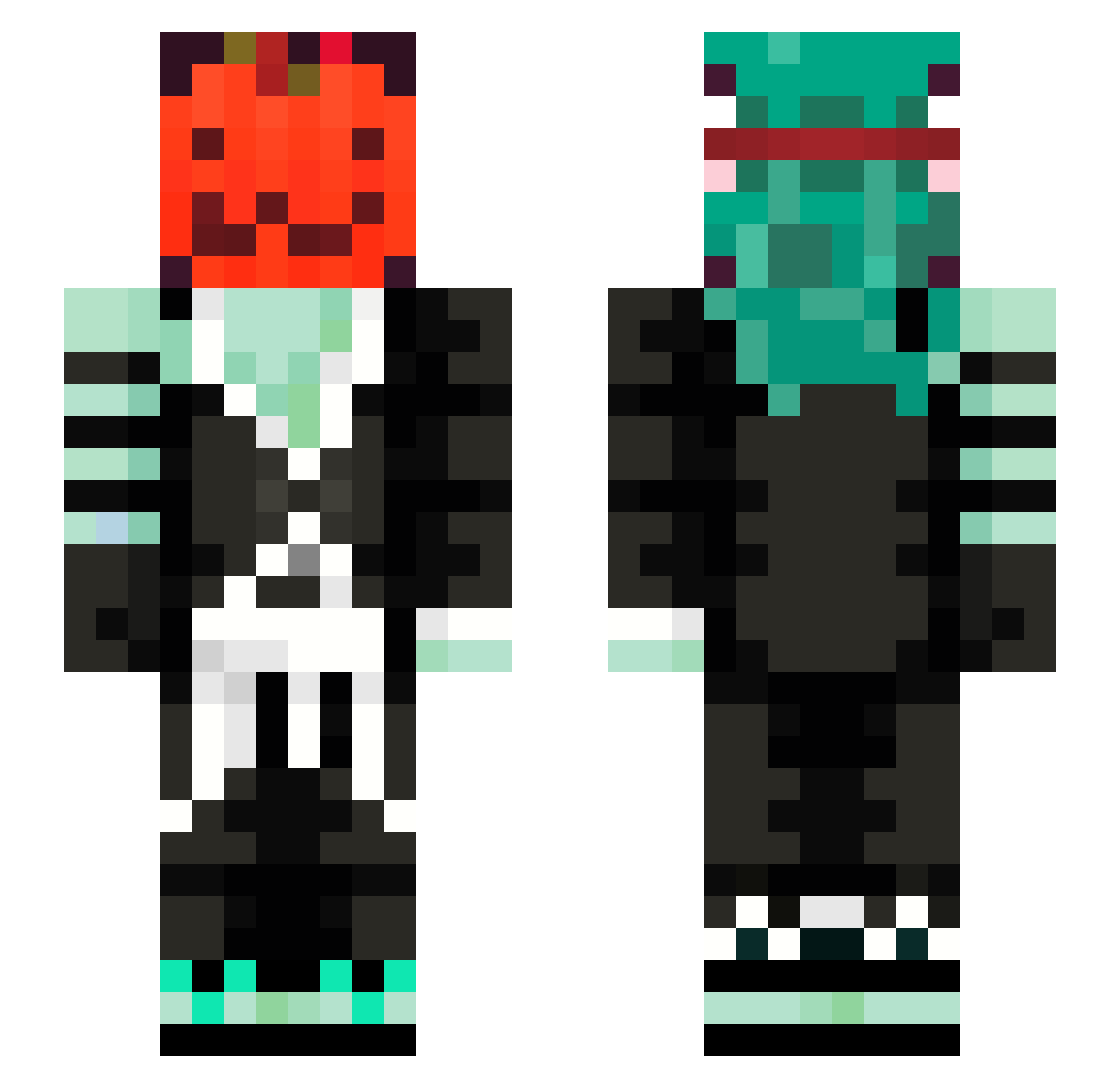 xSmb Minecraft skin, front and back view