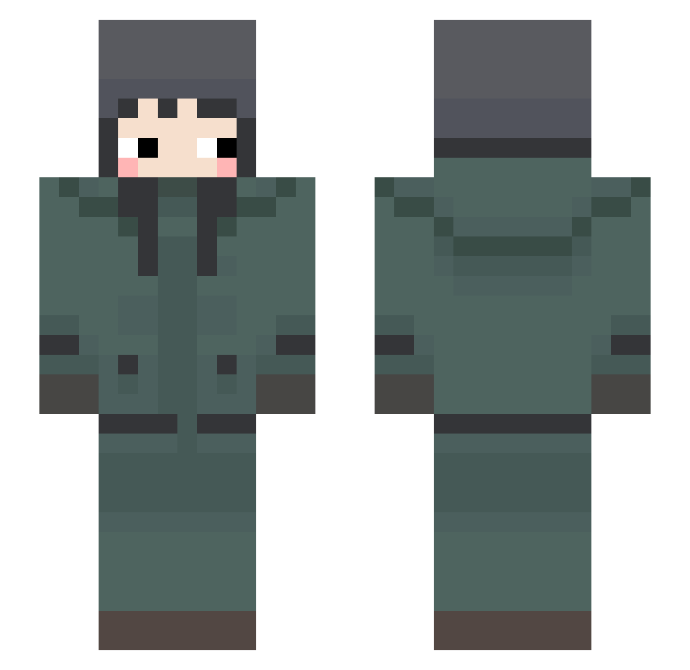 MikuSushiCat Minecraft skin, front and back view