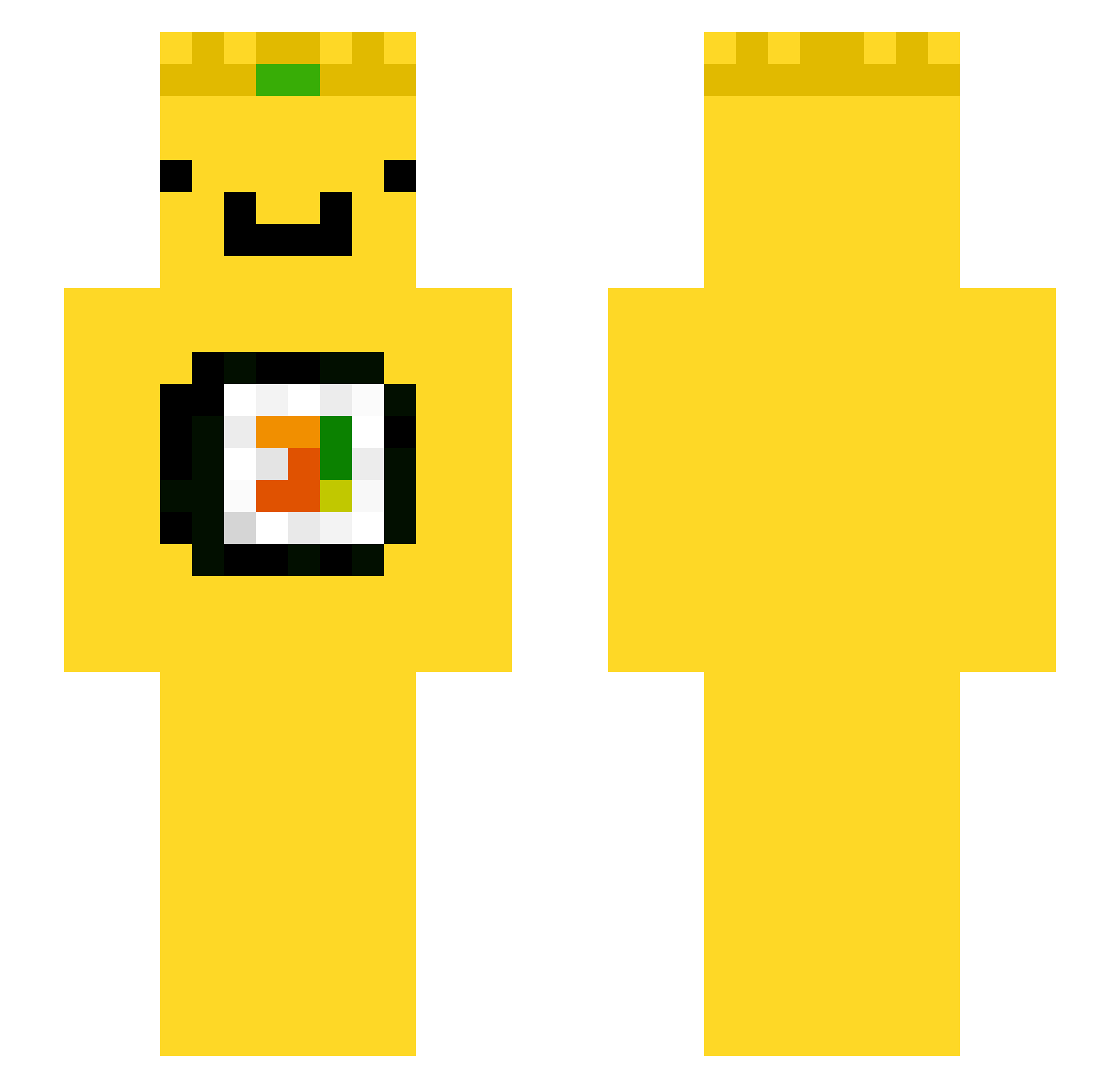 Itzdasushimaker Minecraft skin, front and back view