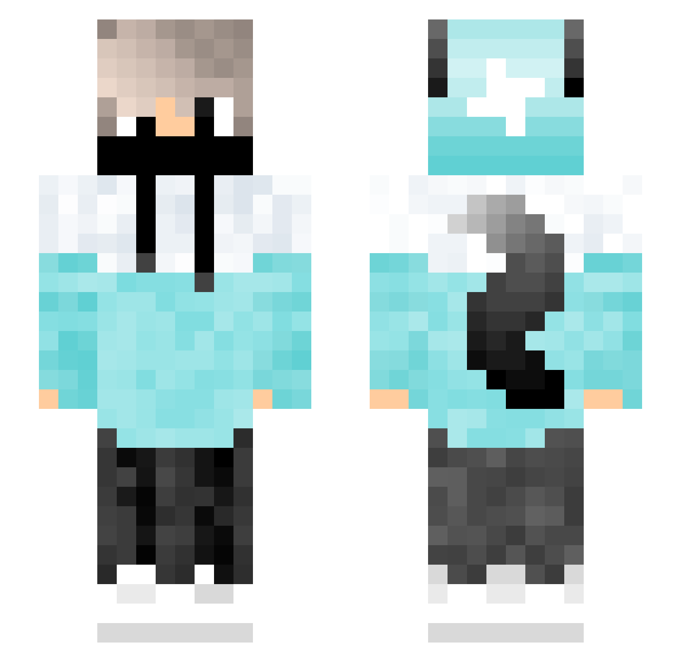 AncientME Minecraft skin, front and back view