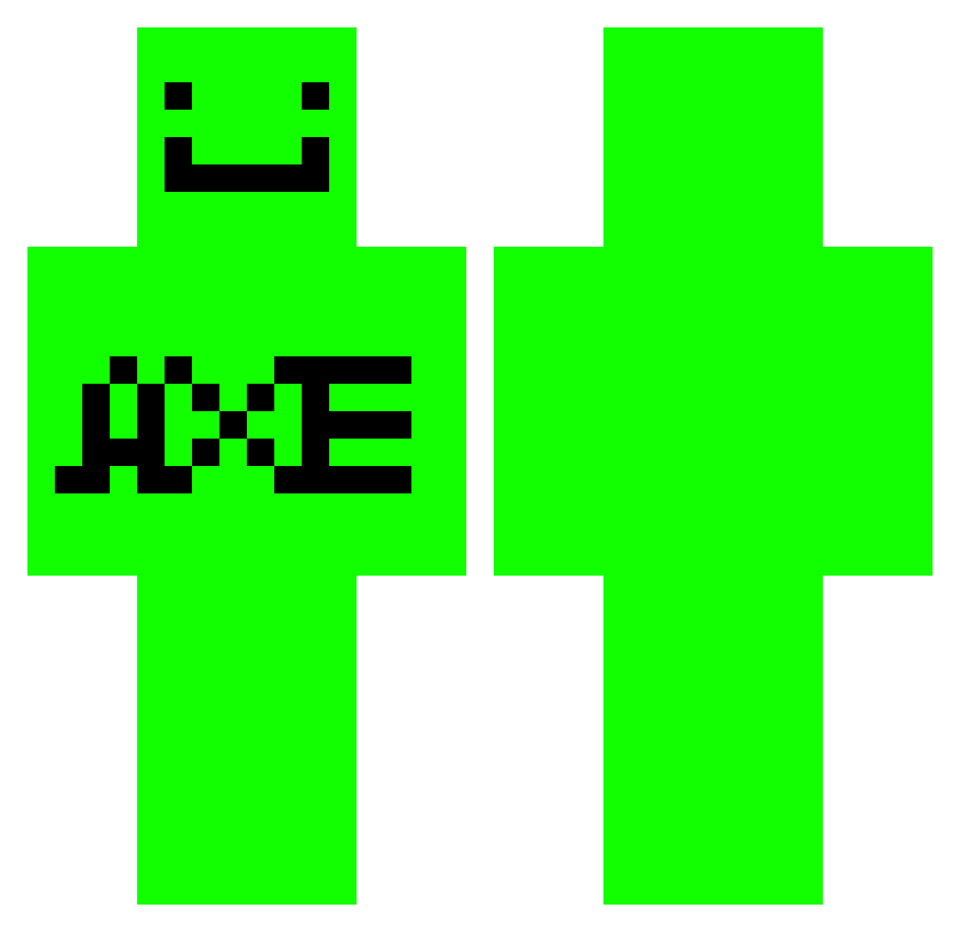 JustAxeMC Minecraft skin, front and back view