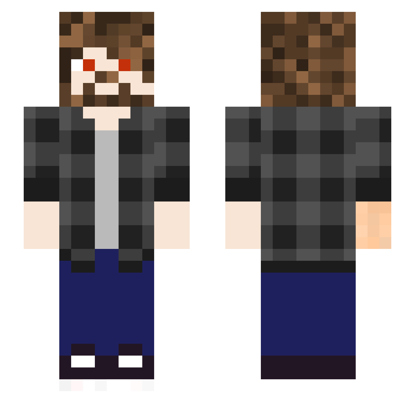 Squired Minecraft skin, front and back view