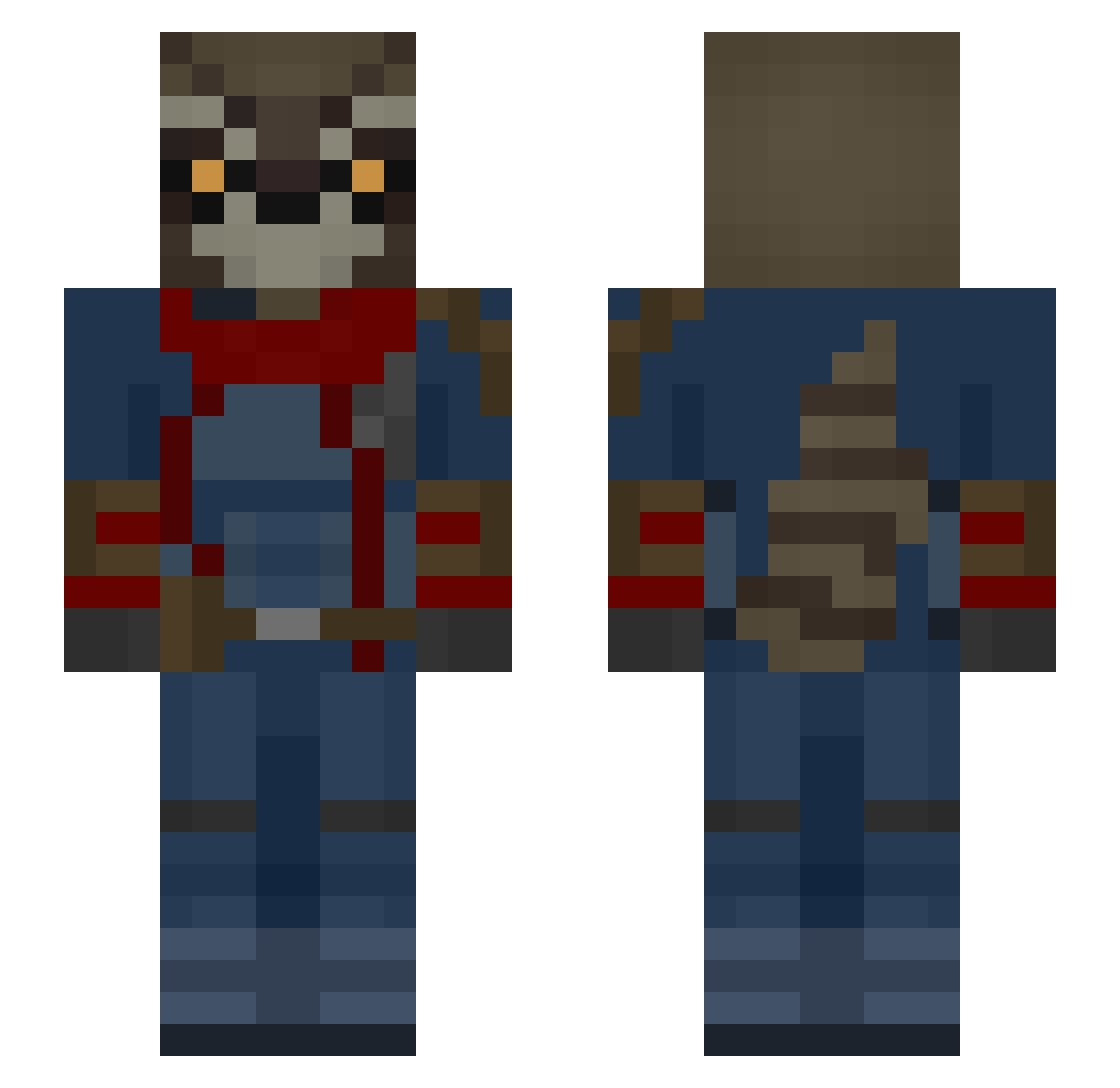 UpFocus Minecraft skin, front and back view