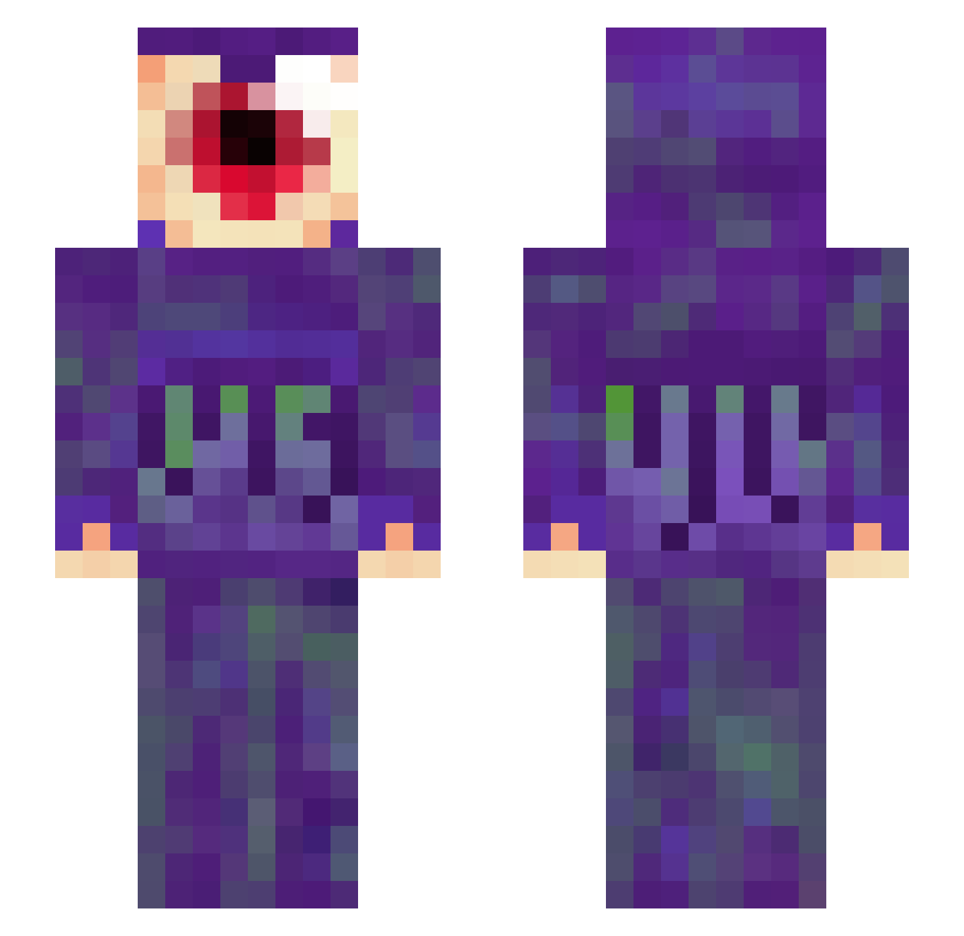 Azzu Minecraft skin, front and back view
