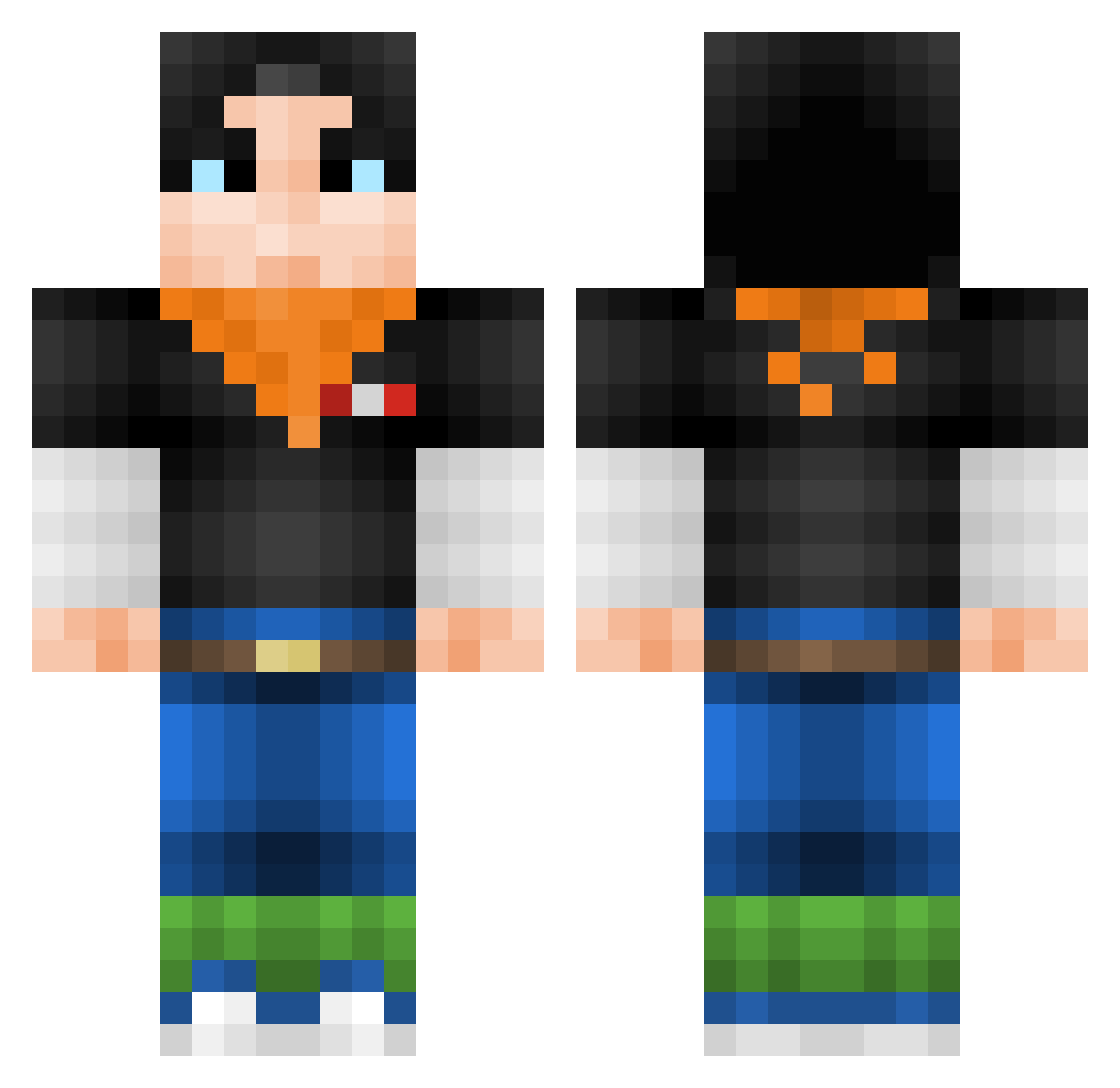 Spoot Minecraft skin, front and back view