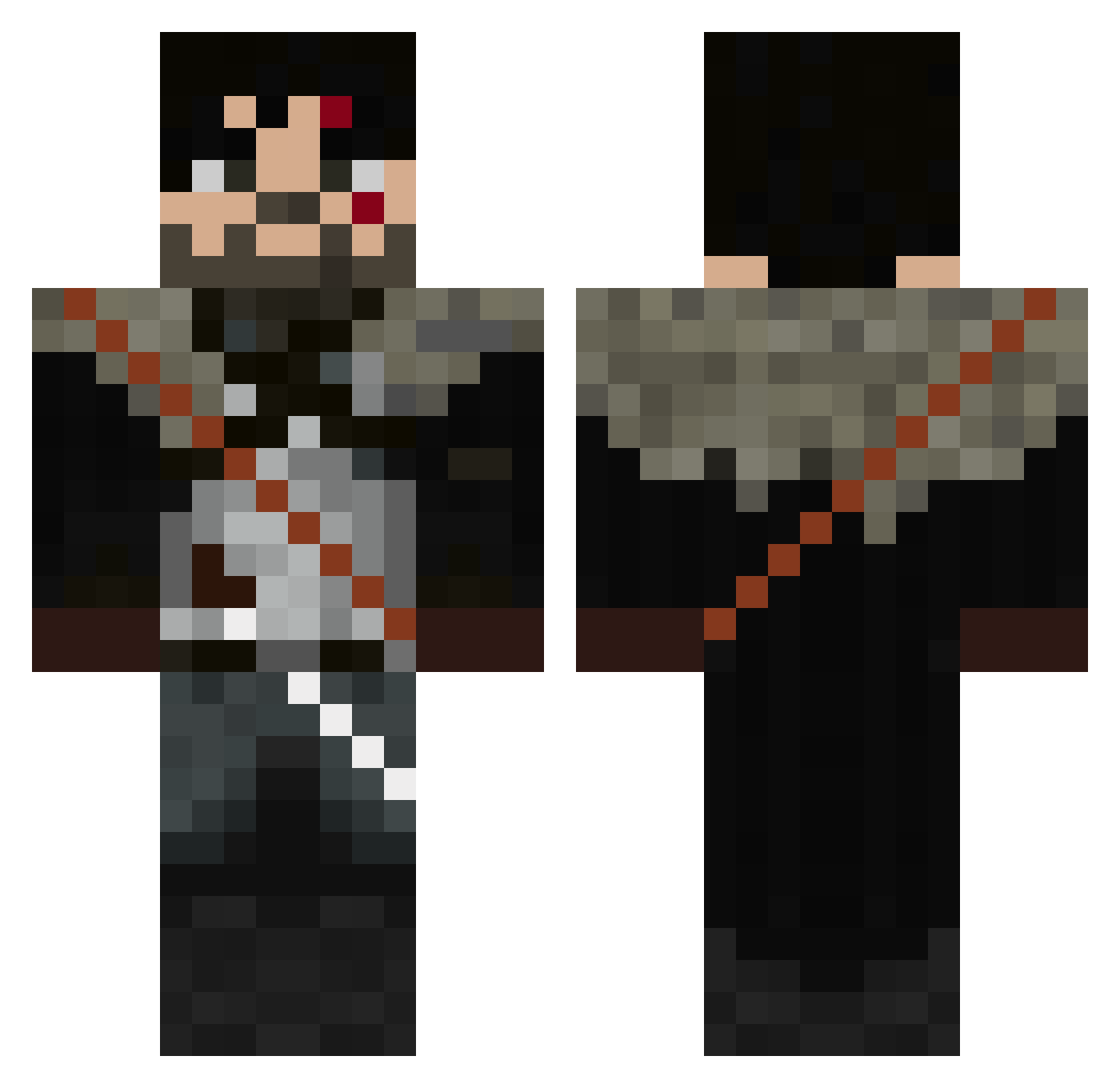 grimechr0 Minecraft skin, front and back view