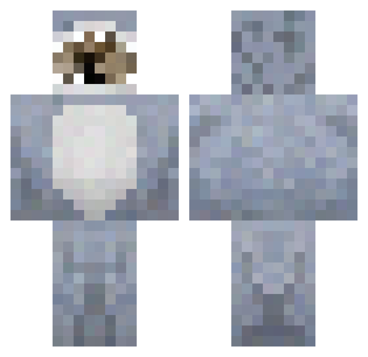 SIMSnatcher Minecraft skin, front and back view