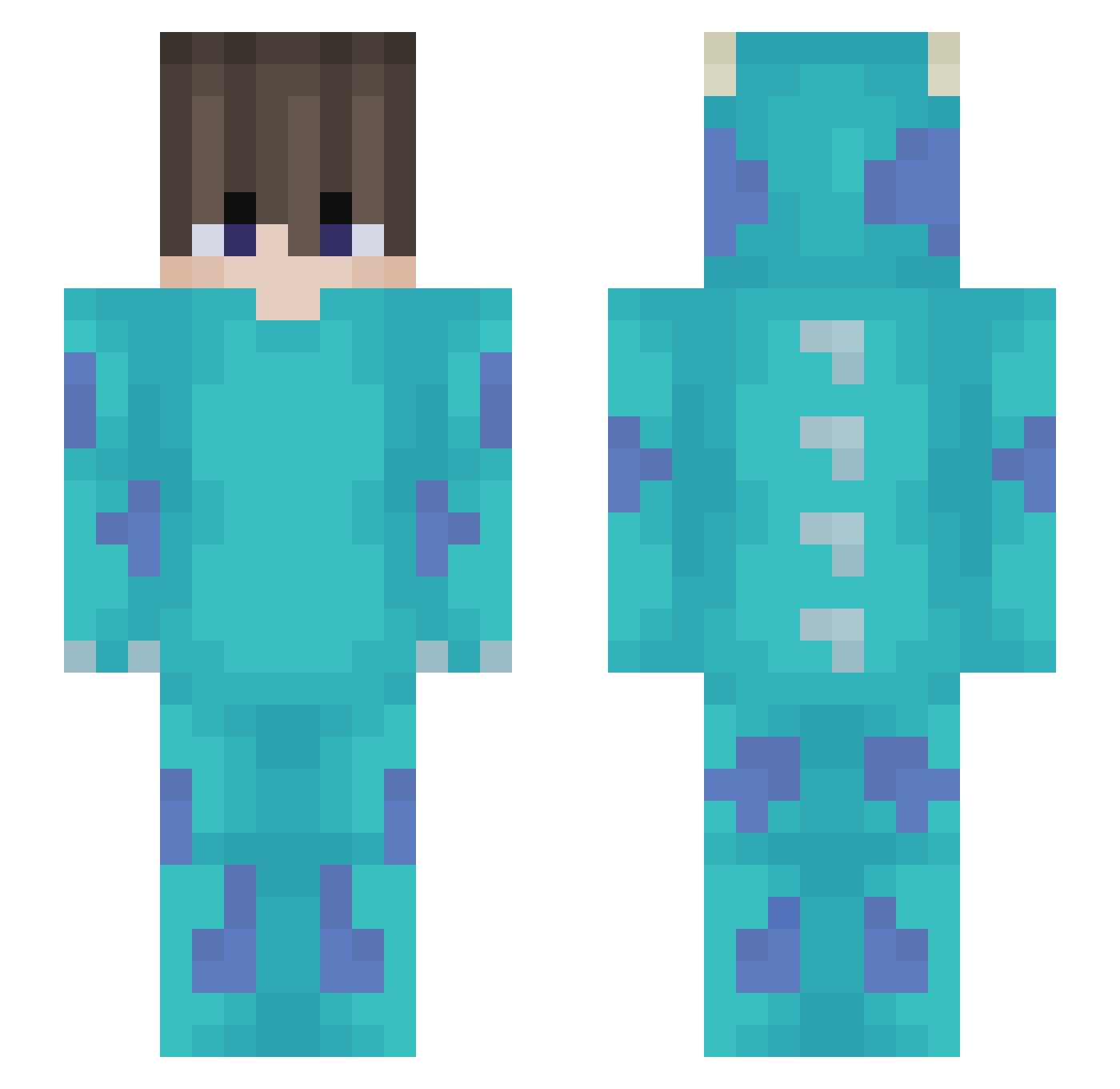 zFxcus Minecraft skin, front and back view