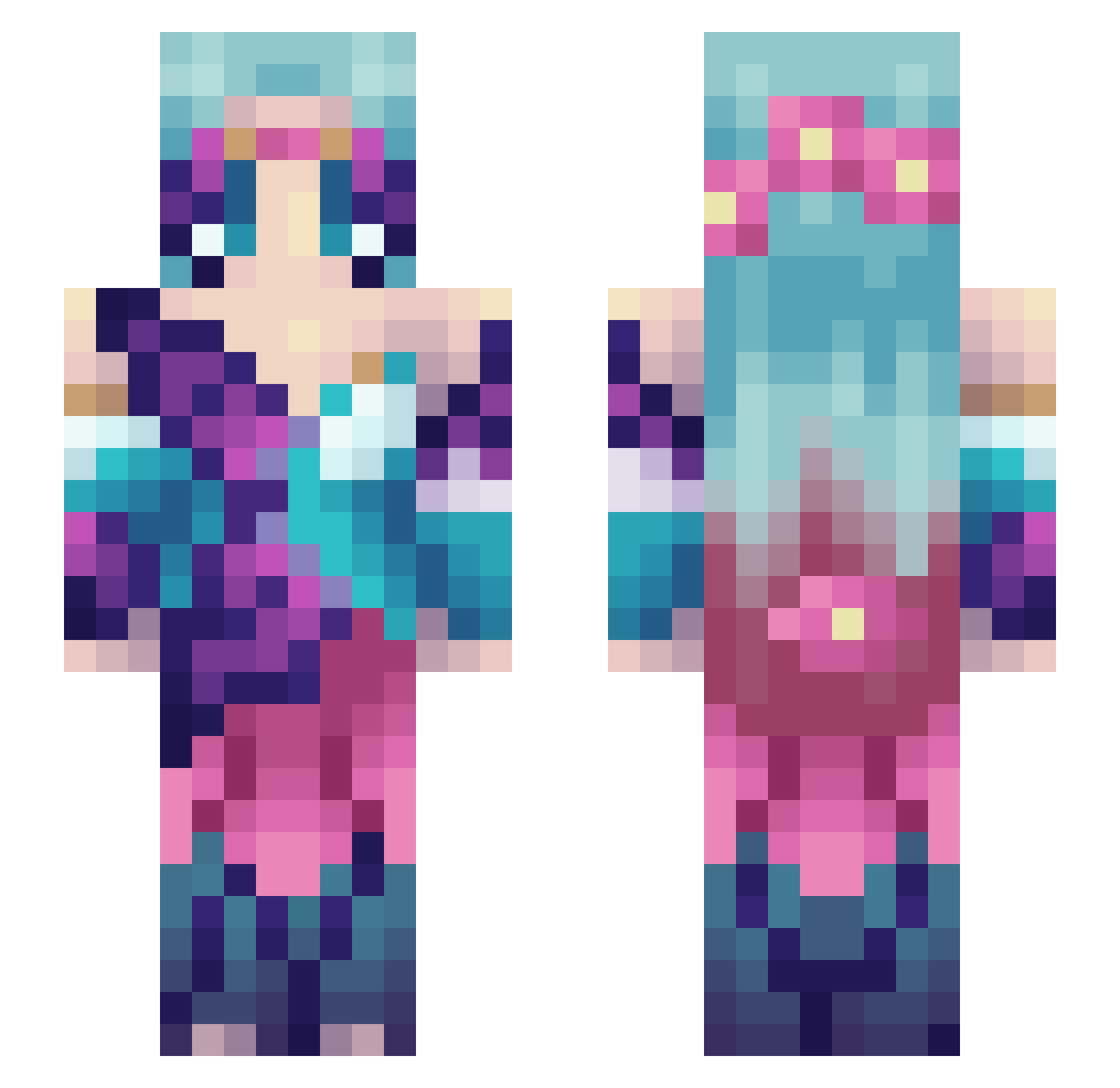 ZeWon Minecraft skin, front and back view