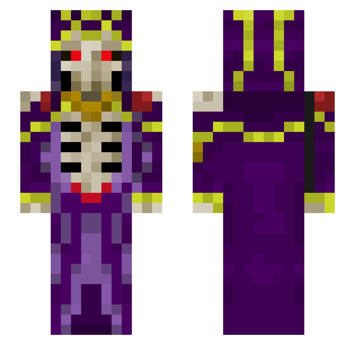 toxdex Minecraft skin, front and back view