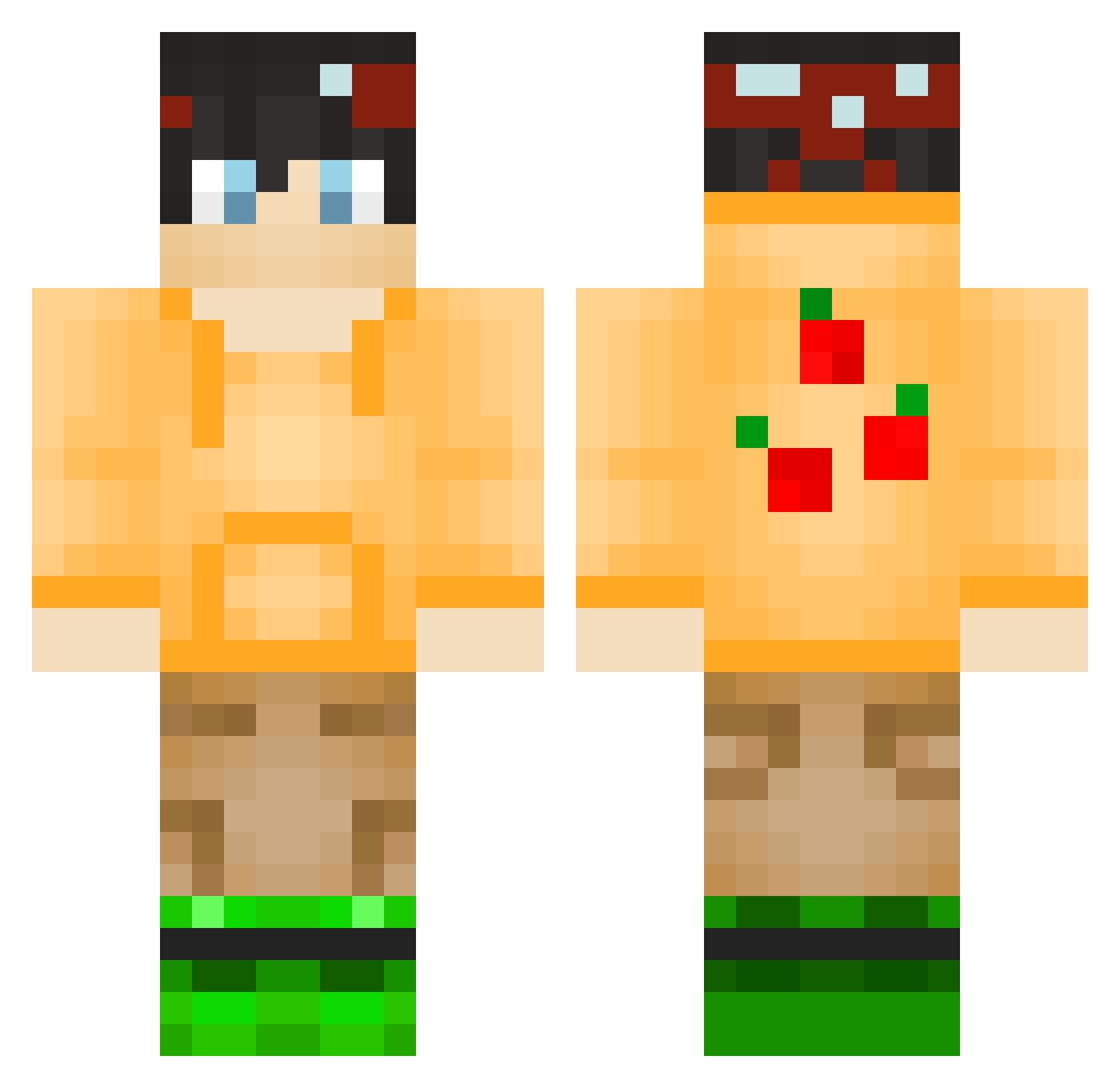 RavenElevenMXL Minecraft skin, front and back view