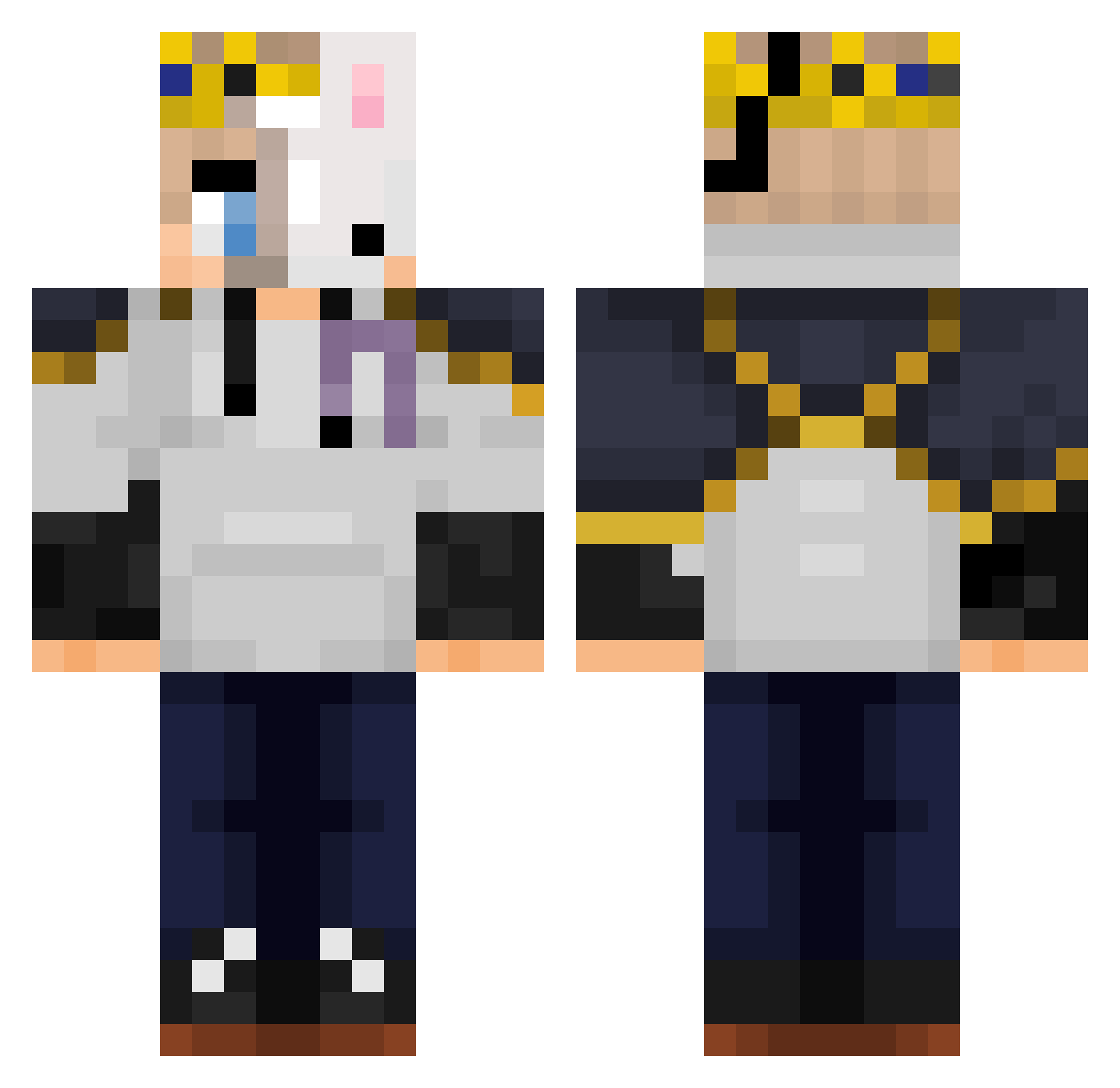 AzureVoidZ Minecraft skin, front and back view