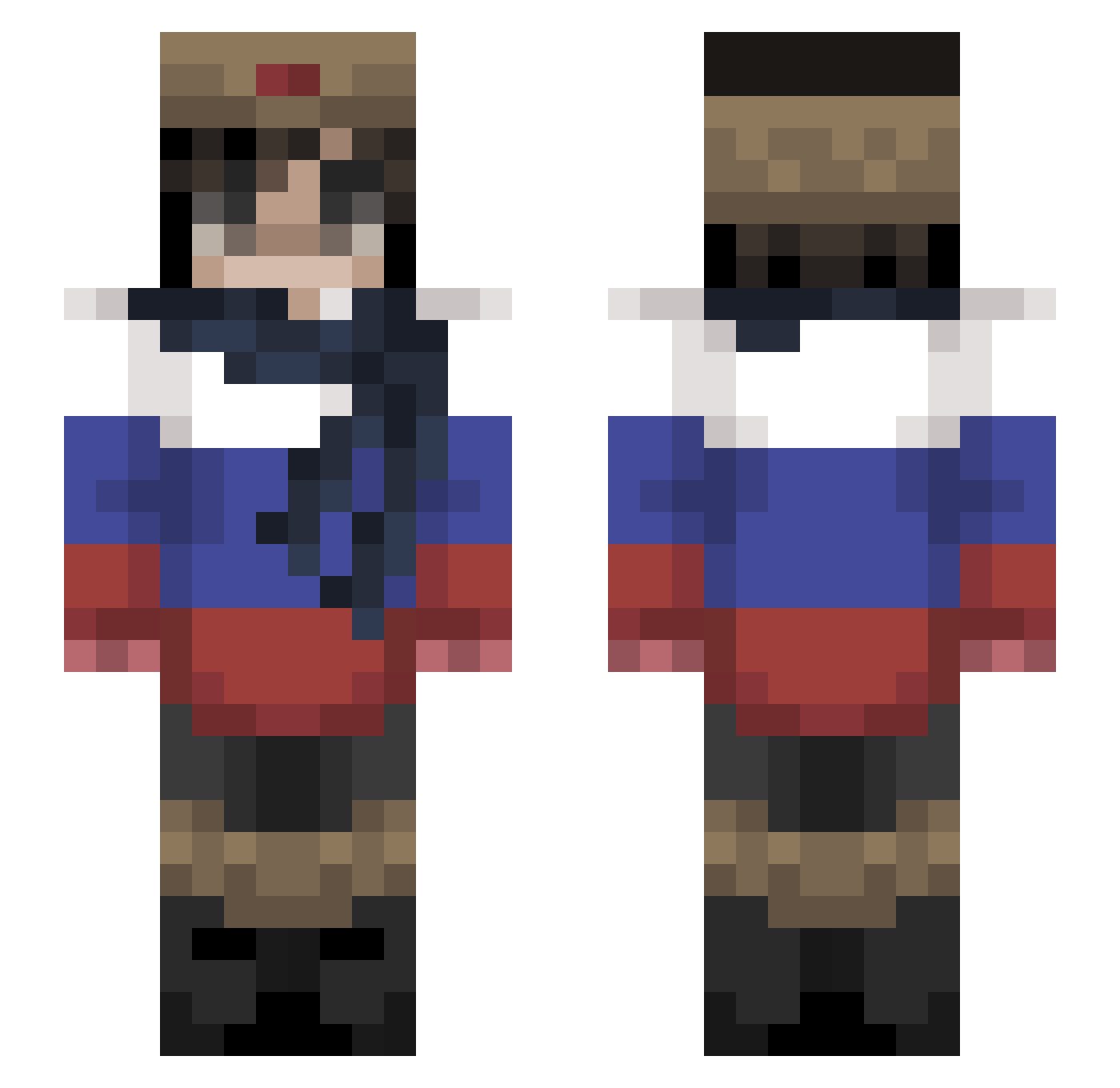 alertly Minecraft skin, front and back view