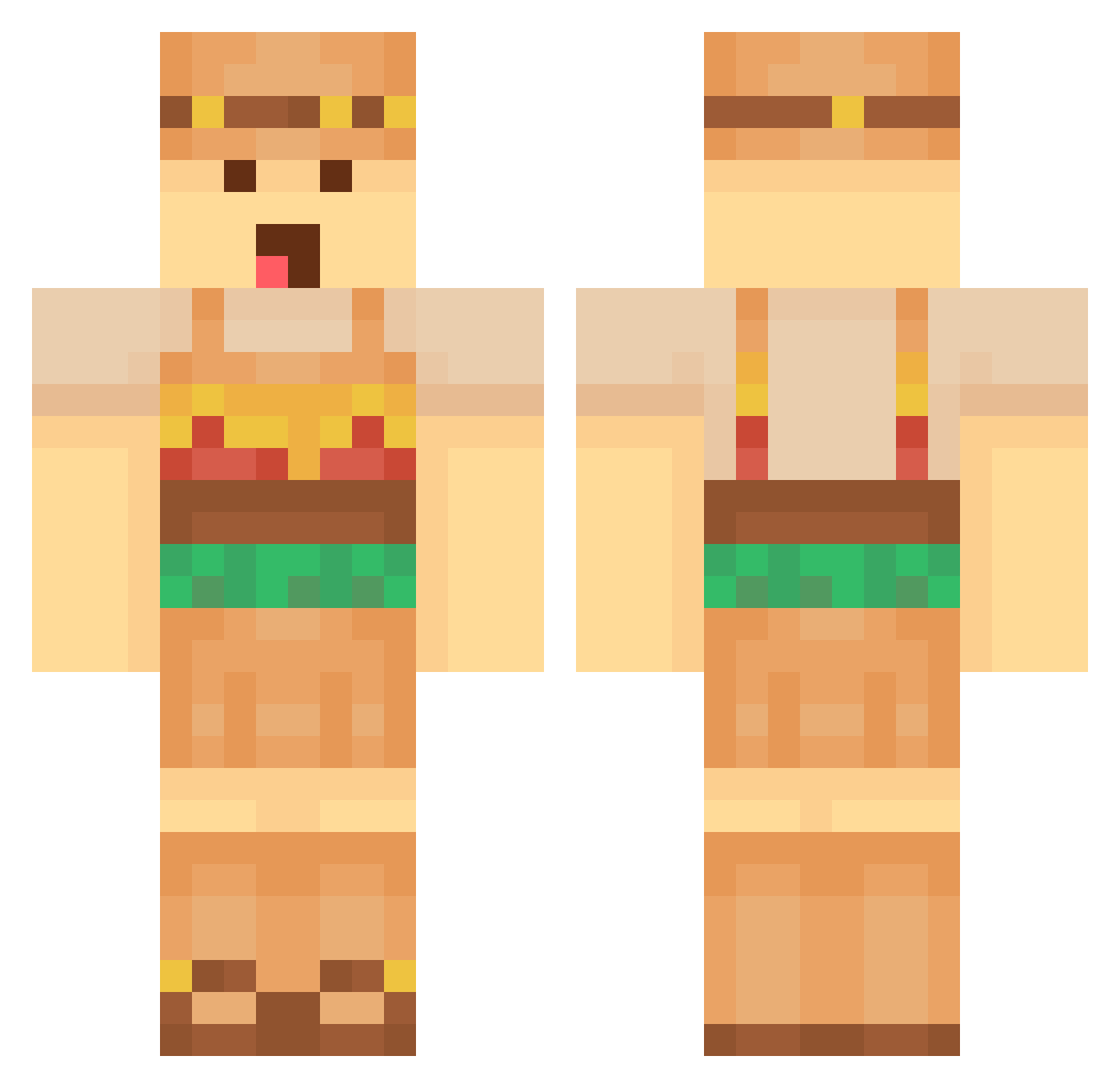 1Ahamburger Minecraft skin, front and back view