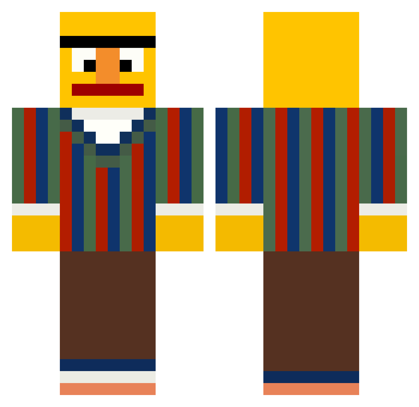 Treflee Minecraft skin, front and back view