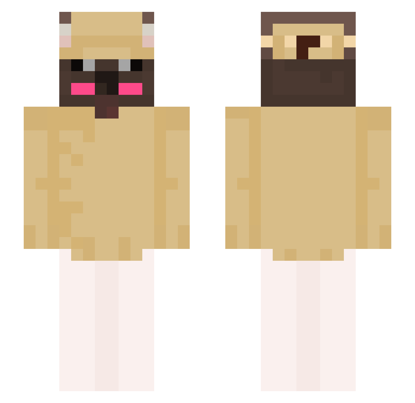 MRLoutres Minecraft skin, front and back view
