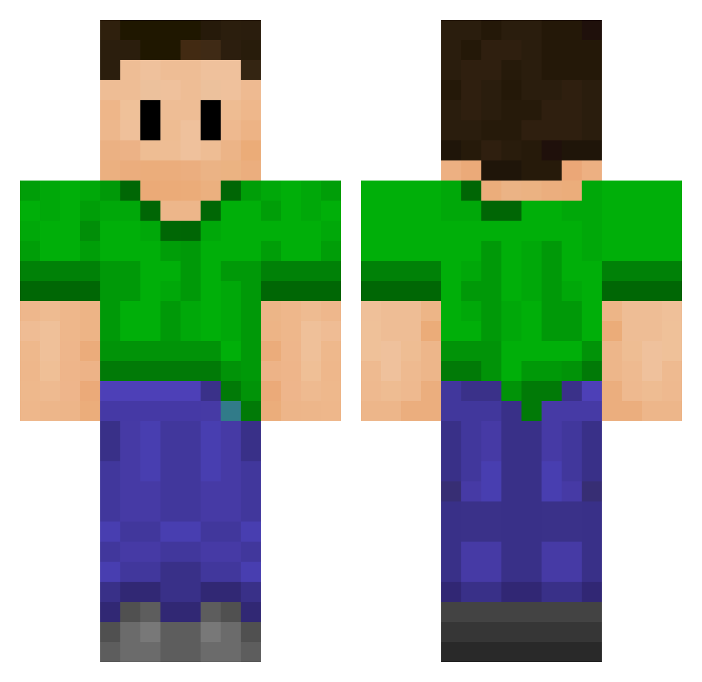 Oadesclan Minecraft skin, front and back view