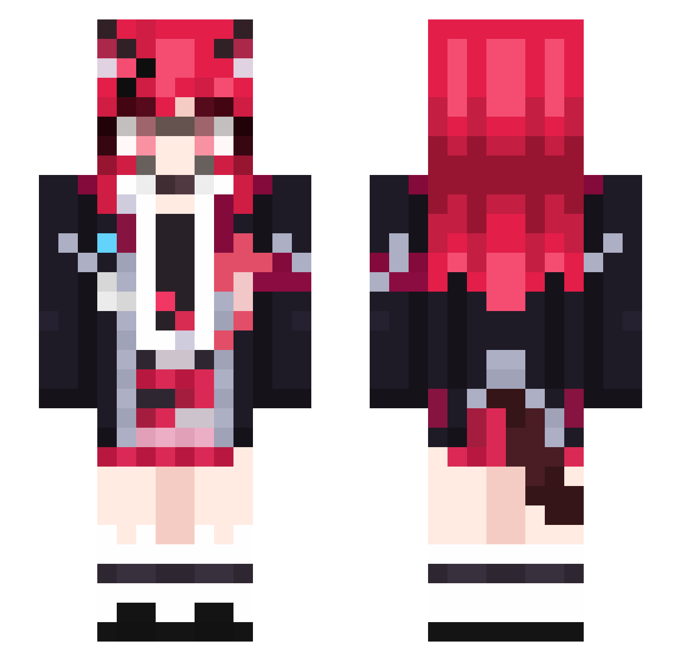 J3mph Minecraft skin, front and back view