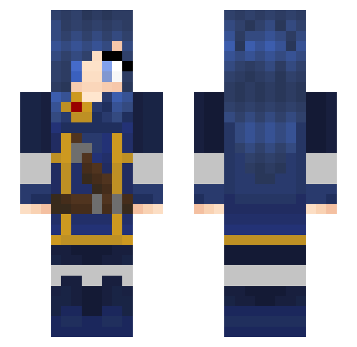 Rikkusa Minecraft skin, front and back view