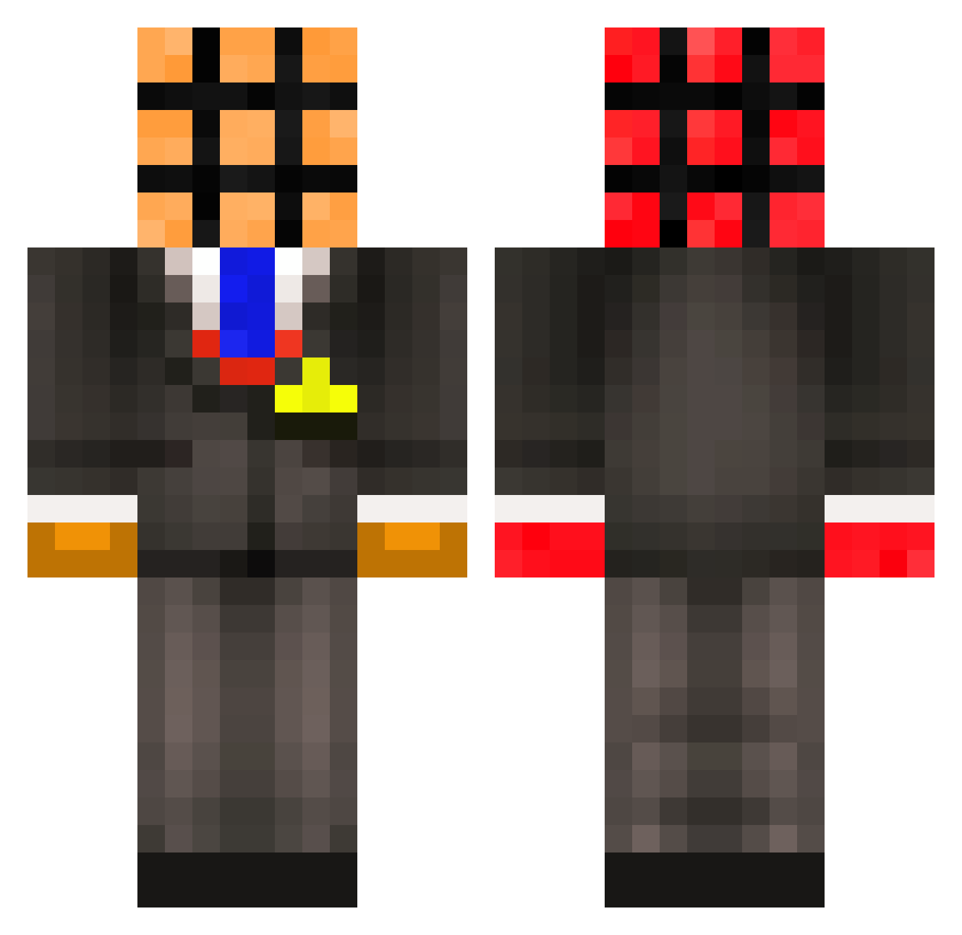 Excentrik Minecraft skin, front and back view