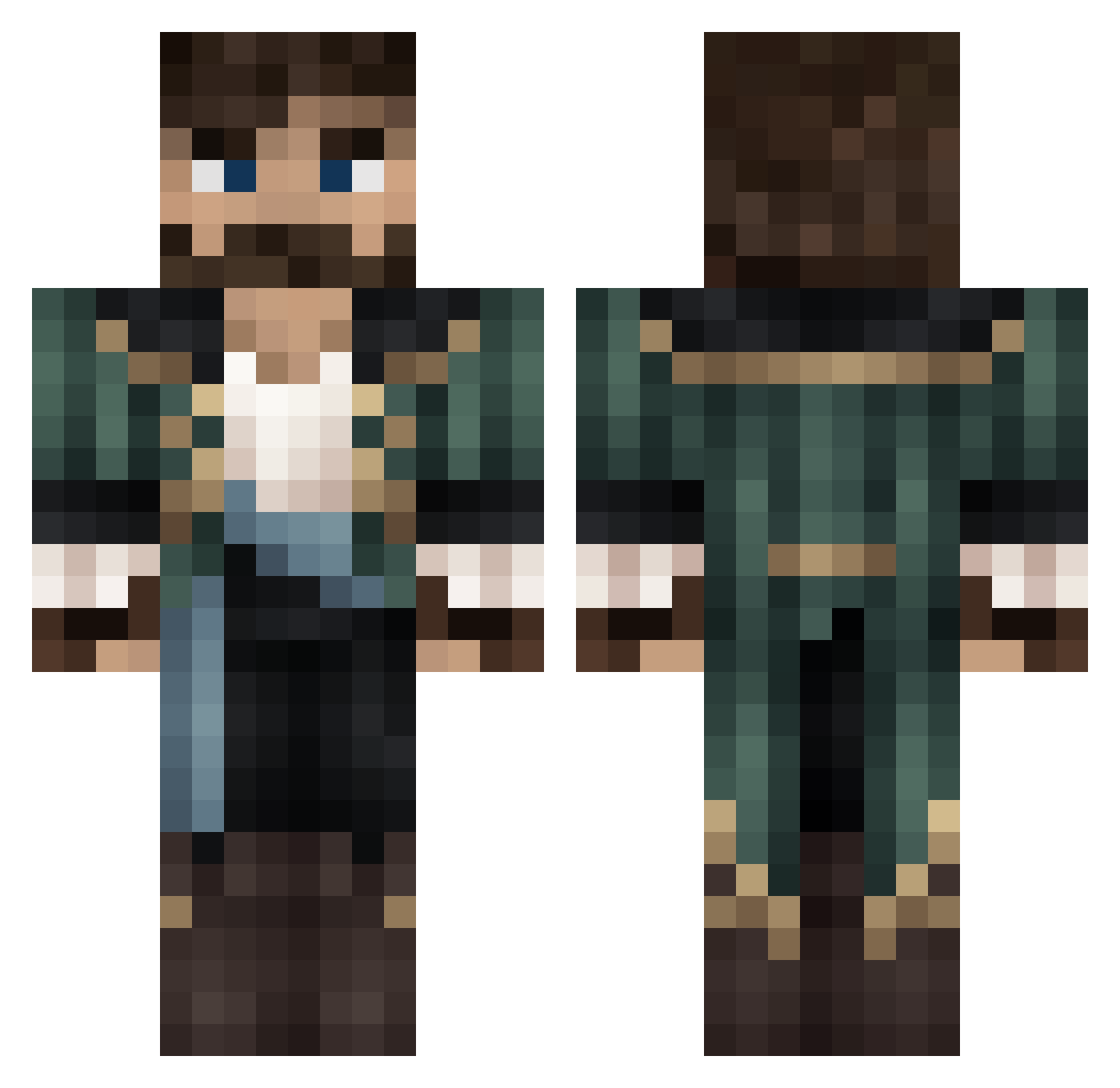 RexArch170 Minecraft skin, front and back view