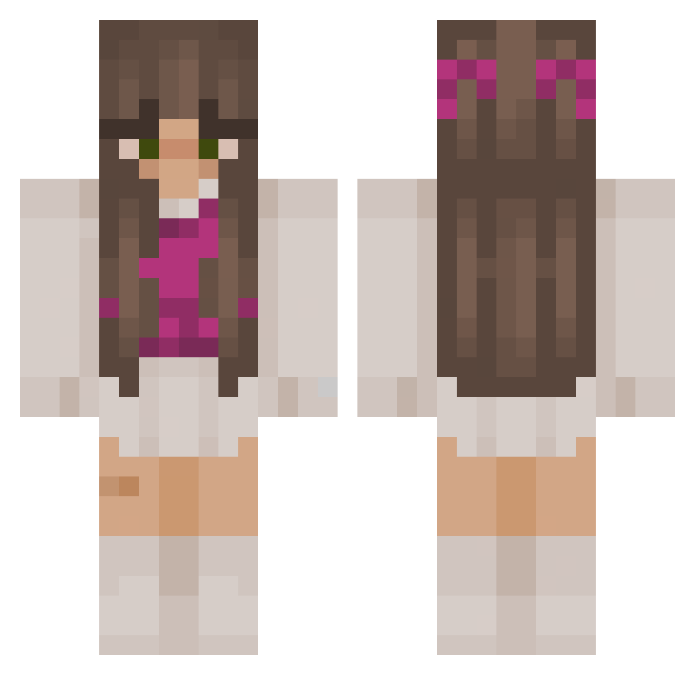 MaddyBumble Minecraft skin, front and back view