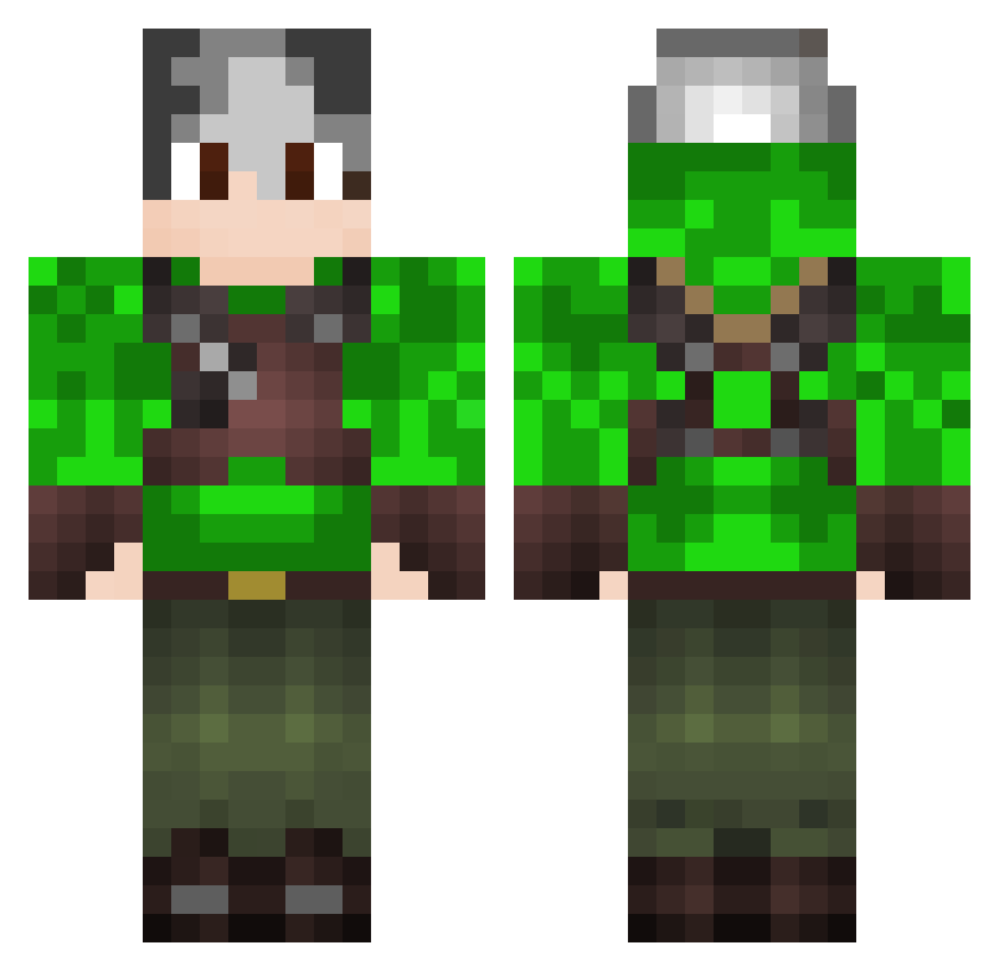 GlacialStag Minecraft skin, front and back view