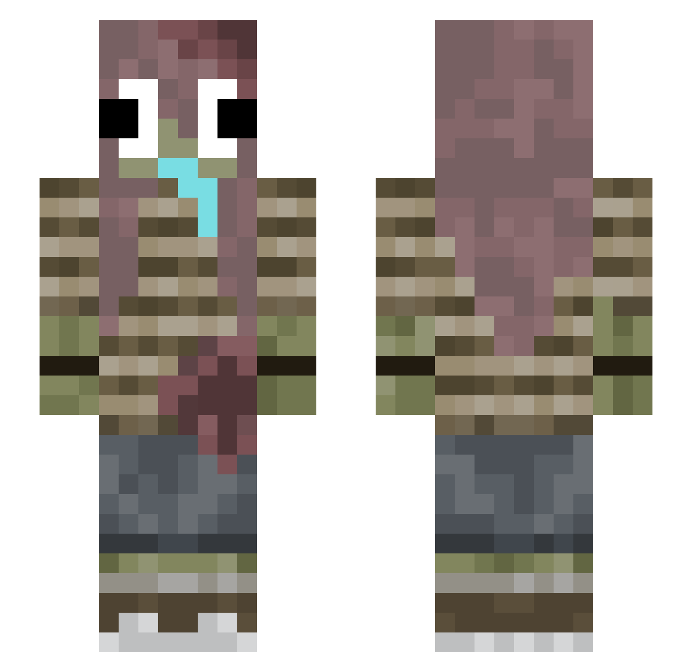 Ronisoni Minecraft skin, front and back view