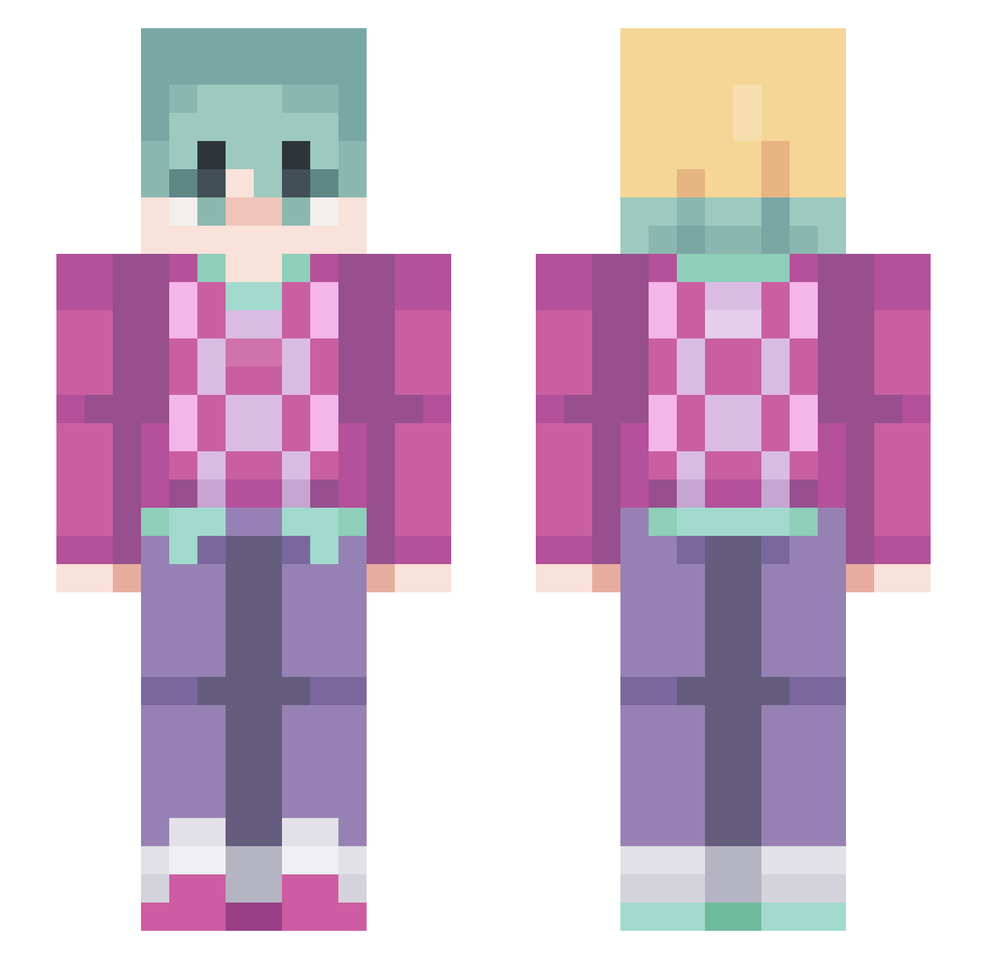 true_hybrid Minecraft skin, front and back view