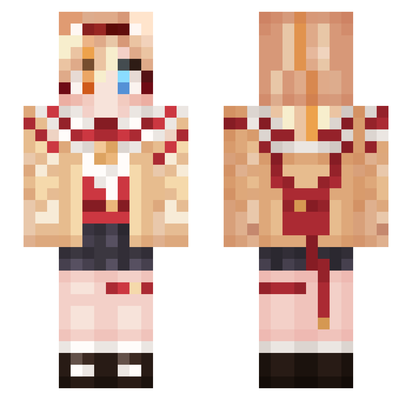Tetsuroh Minecraft skin, front and back view