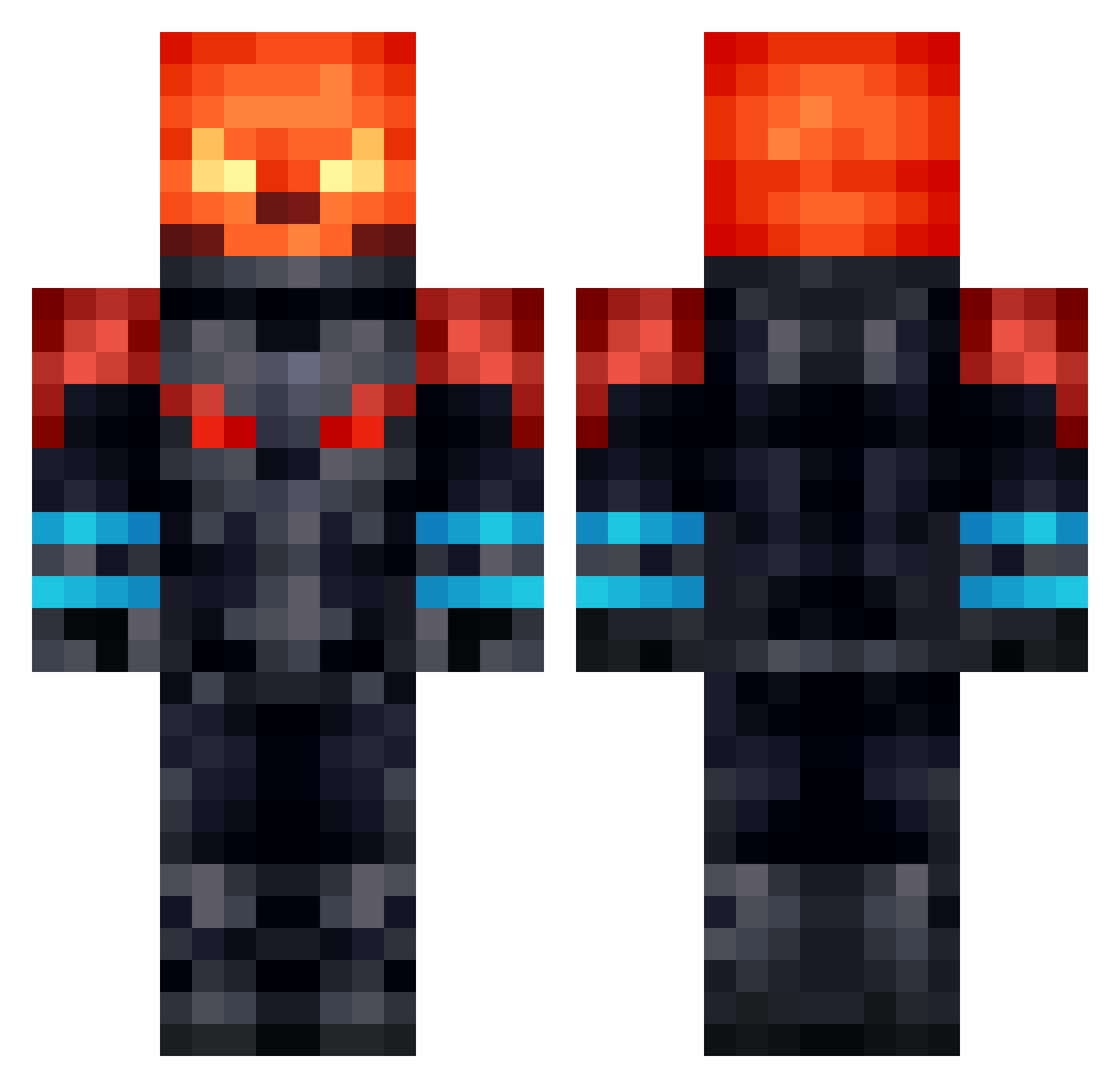 FrostyBrickBoy Minecraft skin, front and back view
