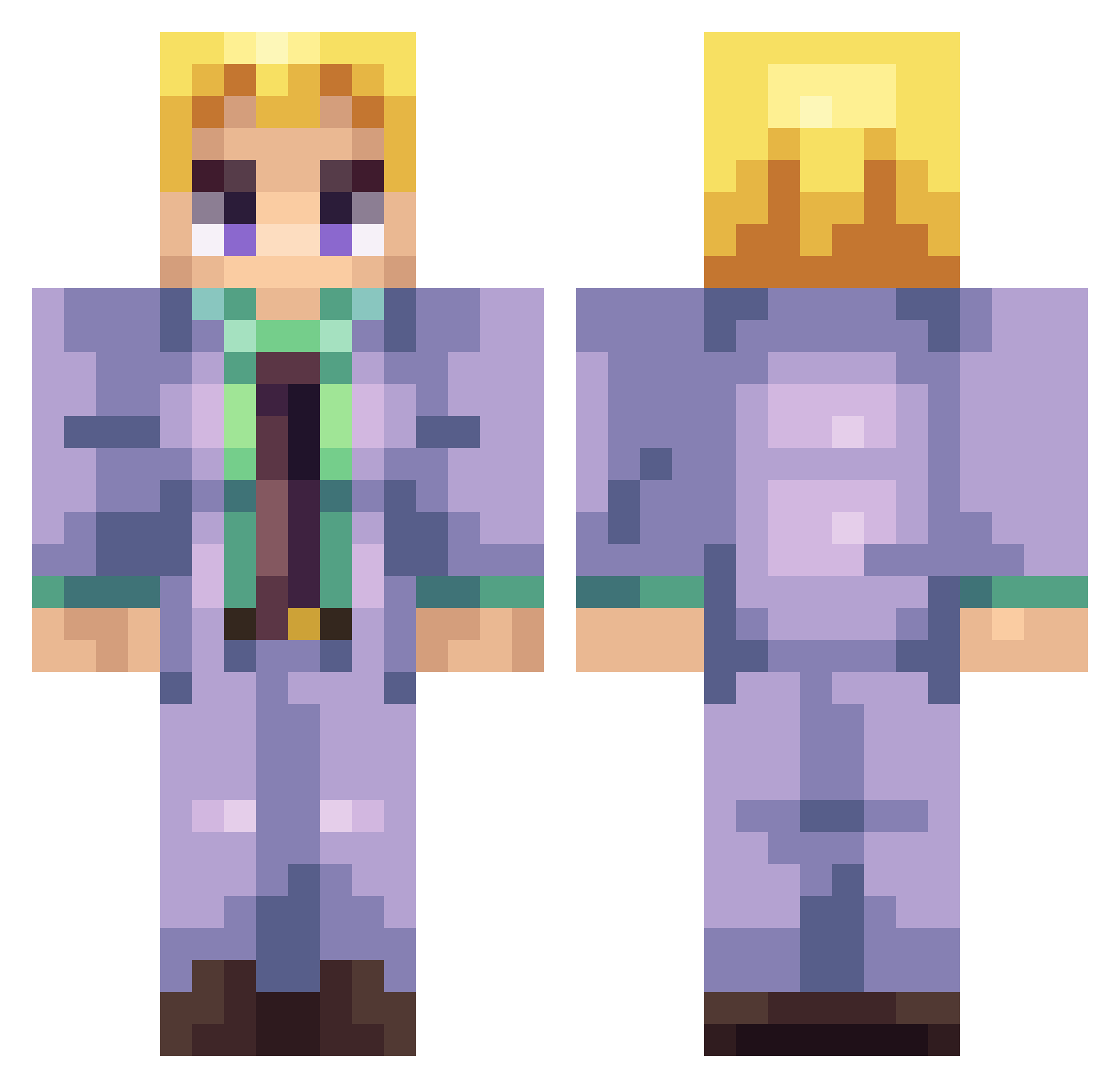 CheeseCrusader Minecraft skin, front and back view