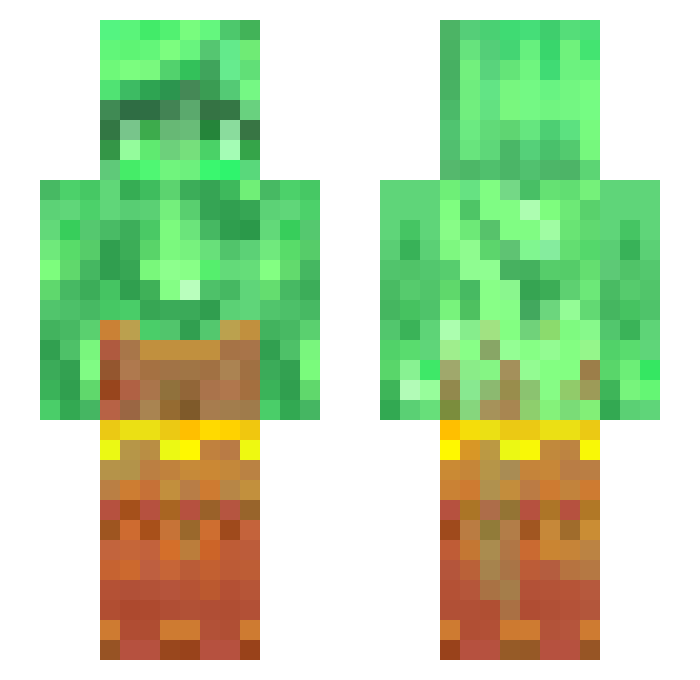 YellowBundle Minecraft skin, front and back view